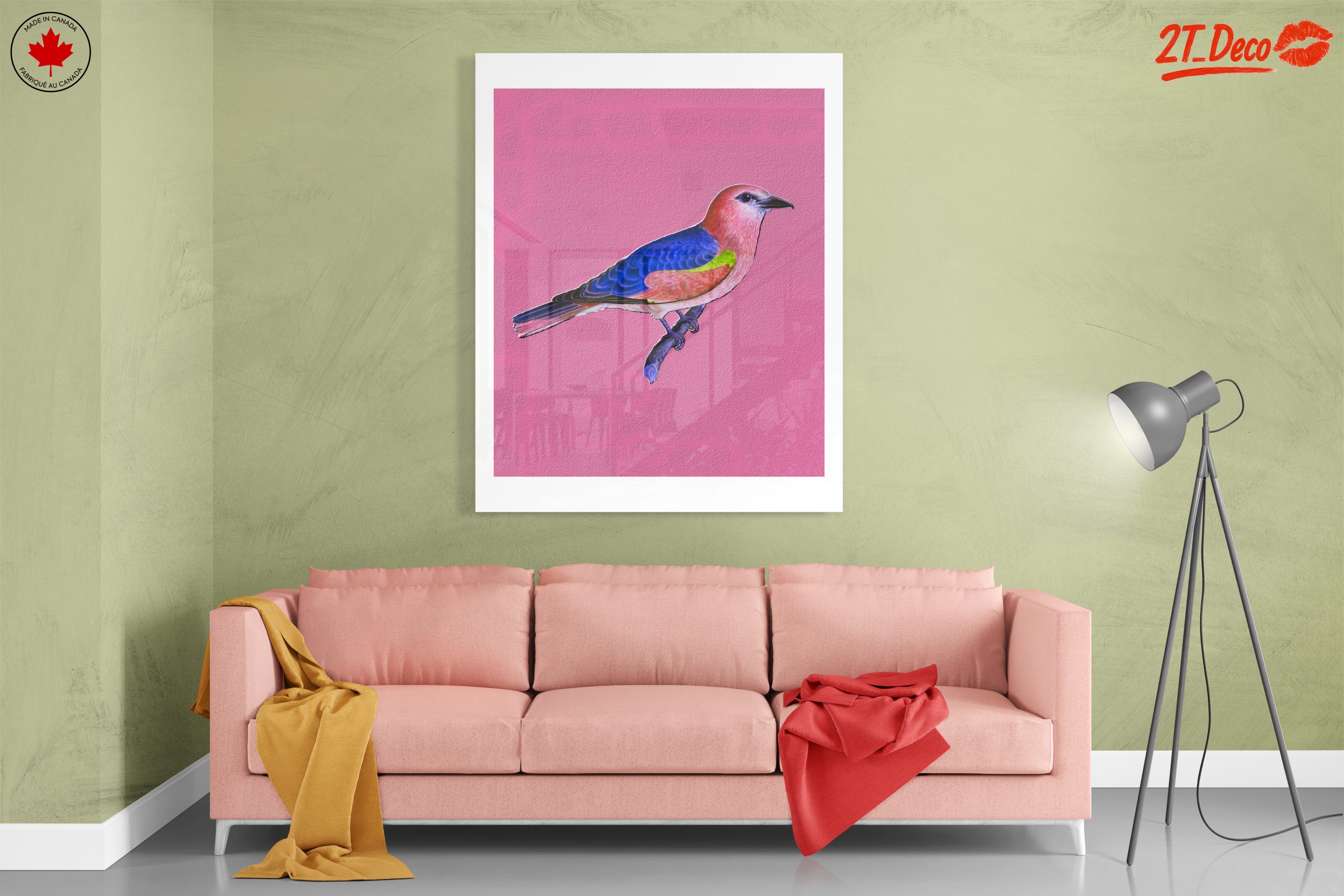 Vibrant Bird Art on Pink Background - Image 7