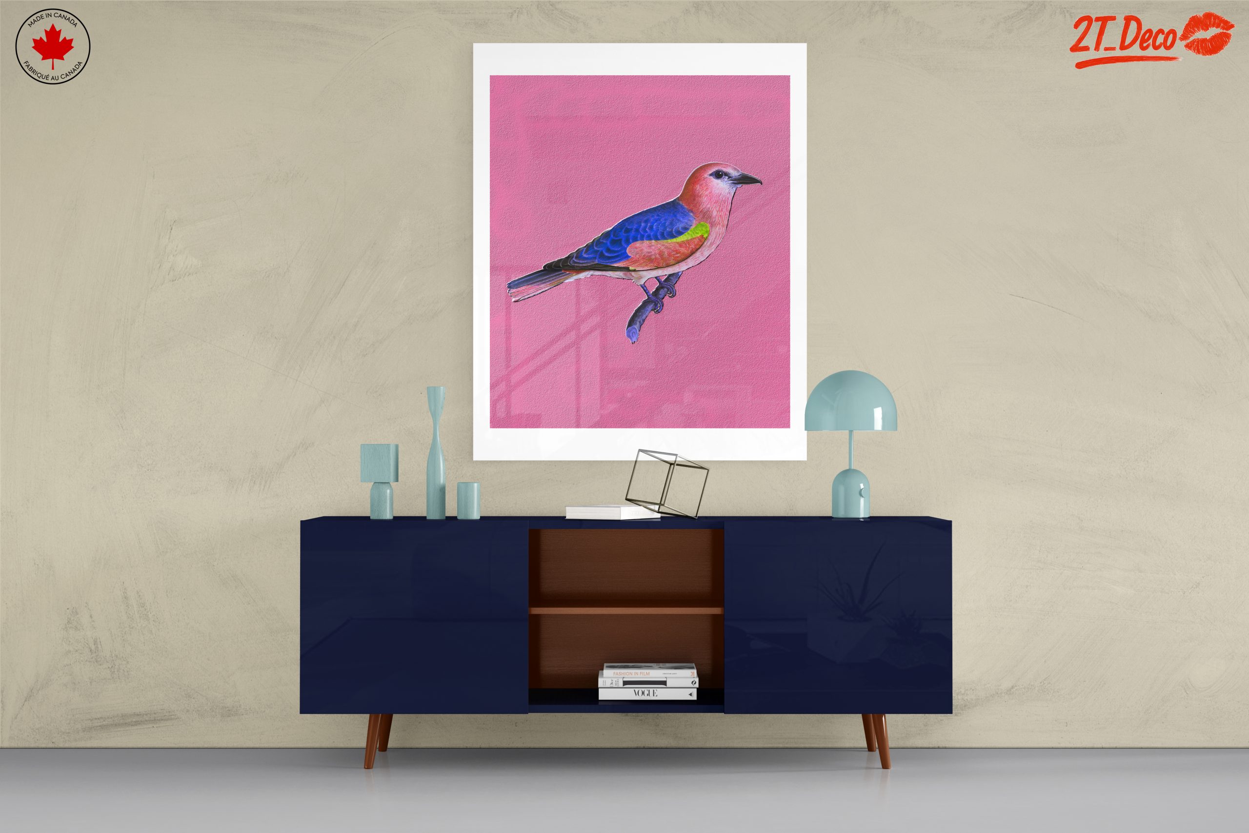 Vibrant Bird Art on Pink Background - Image 8