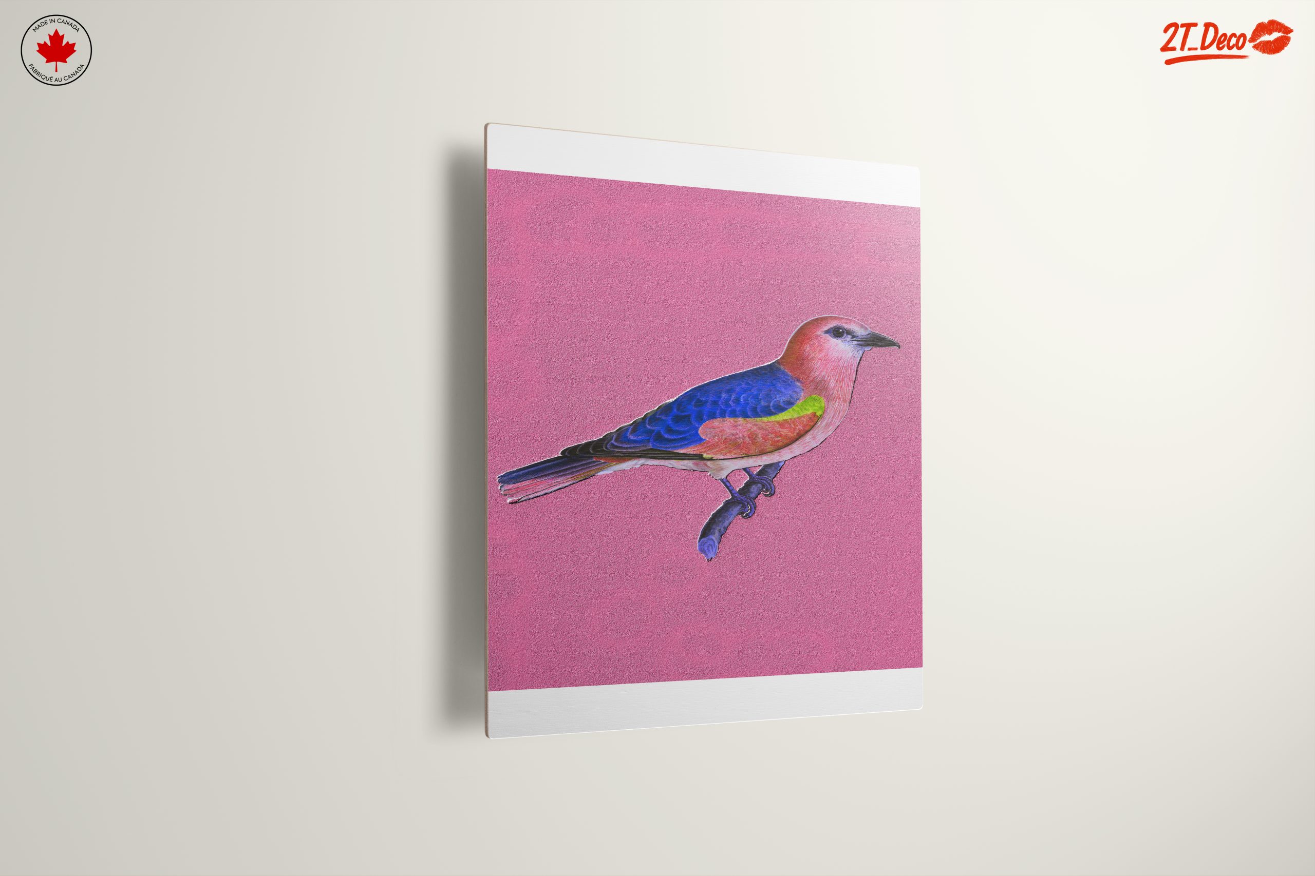 Vibrant Bird Art on Pink Background - Image 13
