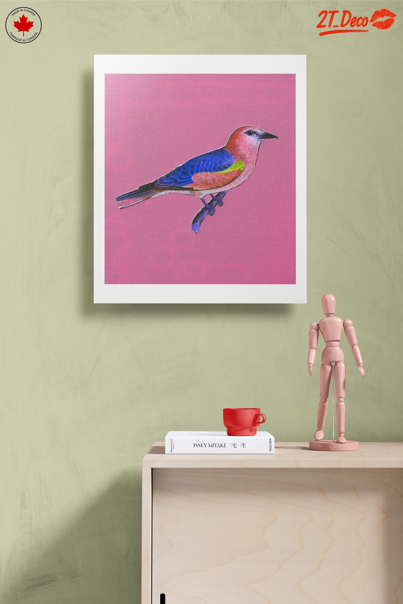 Vibrant Bird Art on Pink Background - Image 14