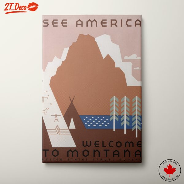 See America Welcome to Montana Vintage Travel Poster