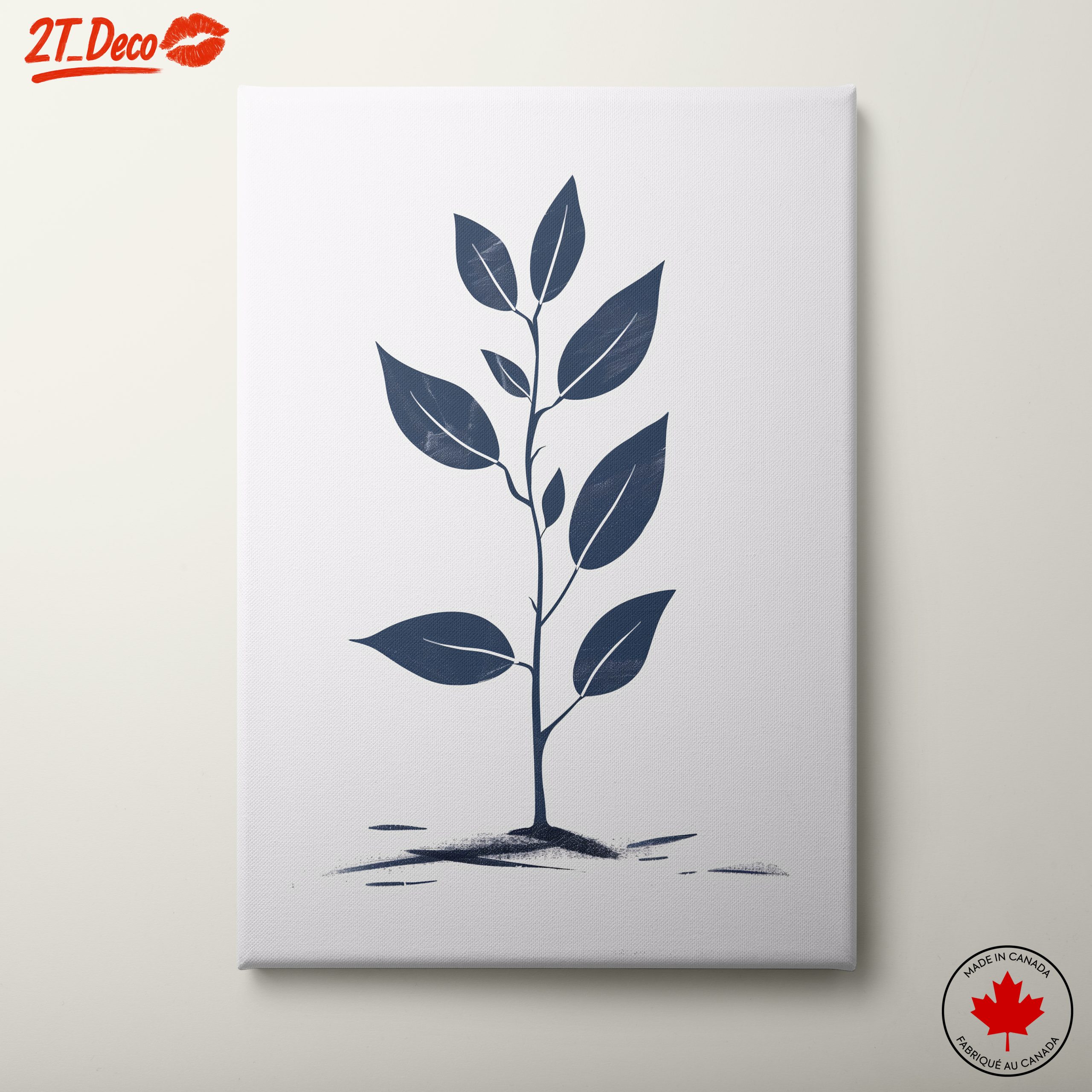 Navy Blue Minimalist Botanical Art