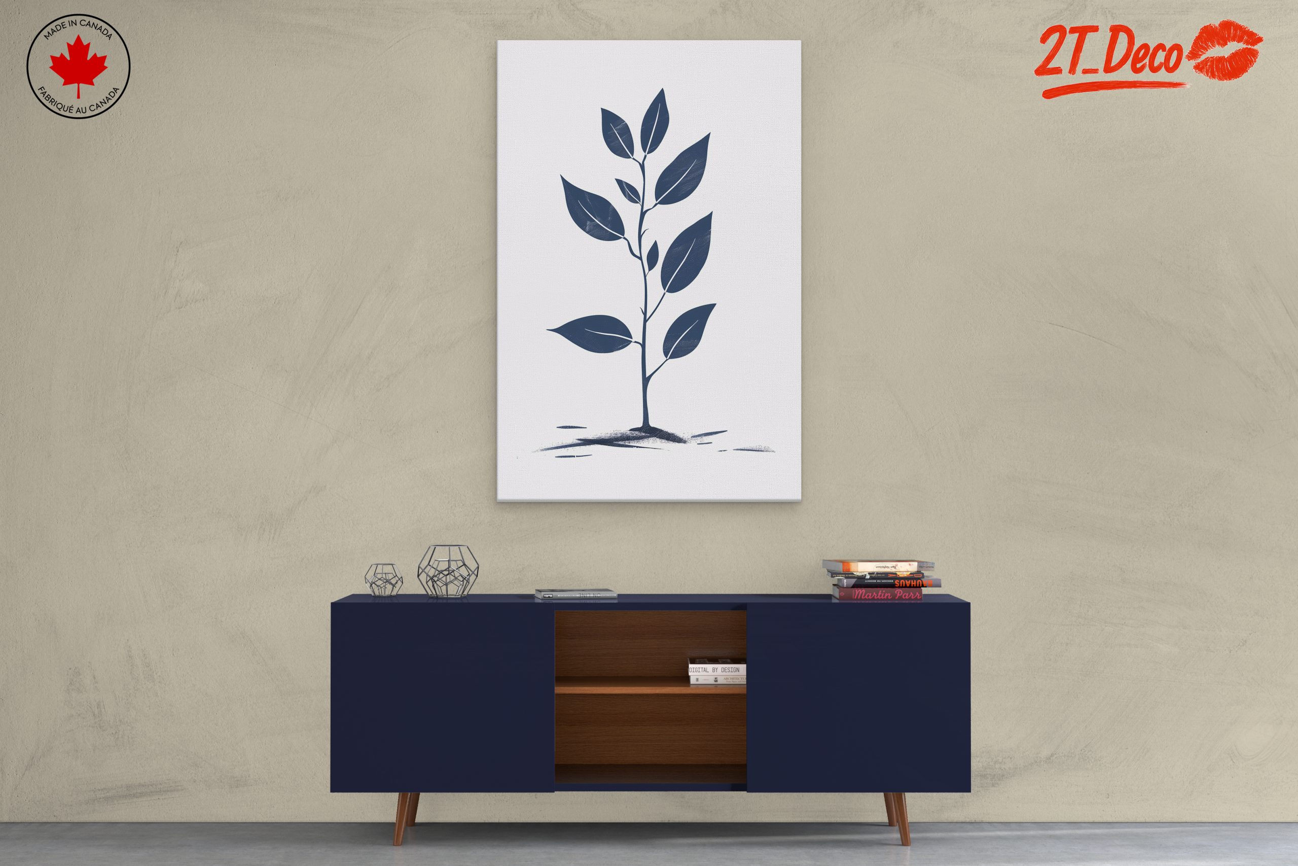 Navy Blue Minimalist Botanical Art - Image 3