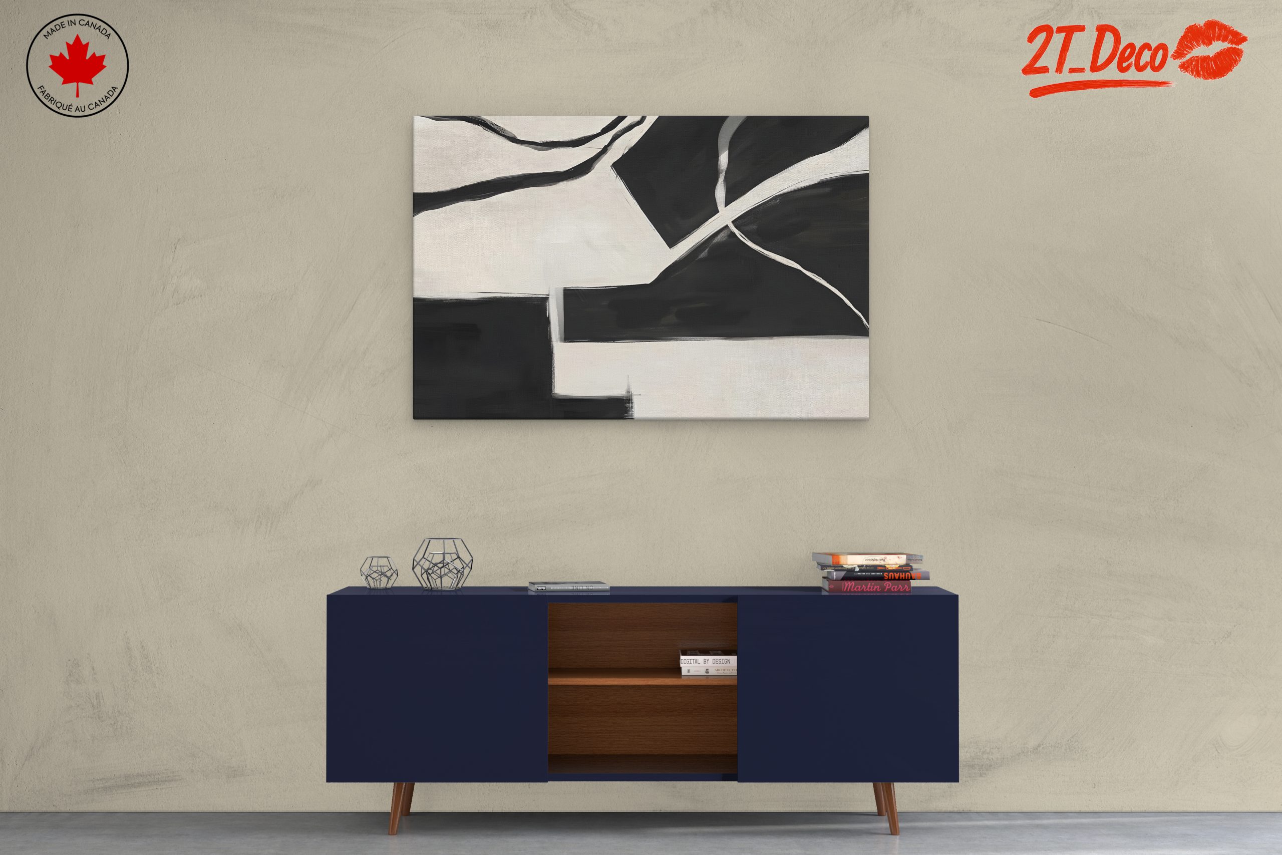 Modern Abstract Art in Black and White - Image 3