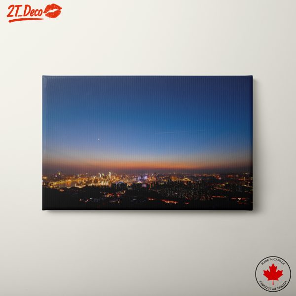 City Skyline at Dusk with Vibrant Lights
