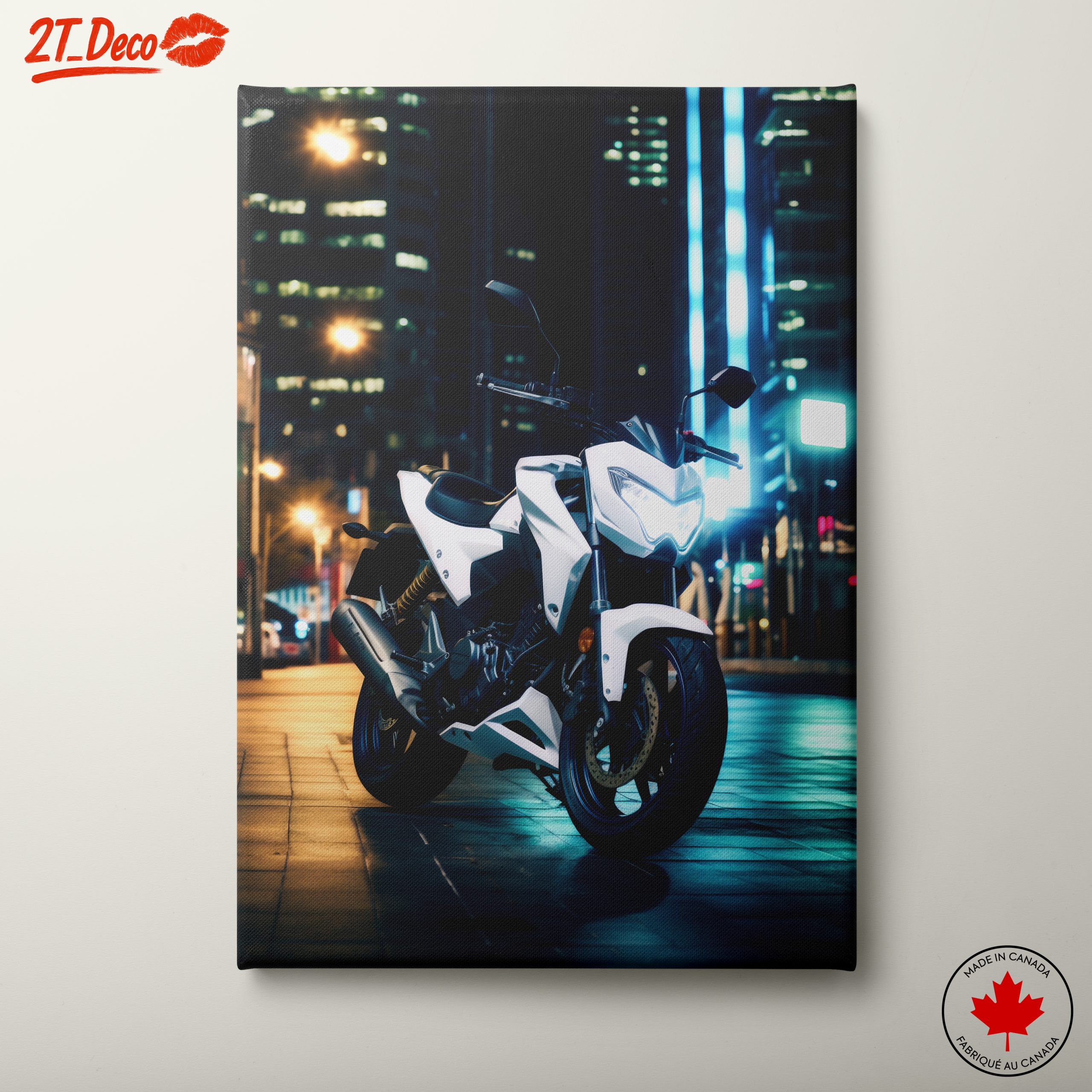 Modern Motorcycle in City Lights
