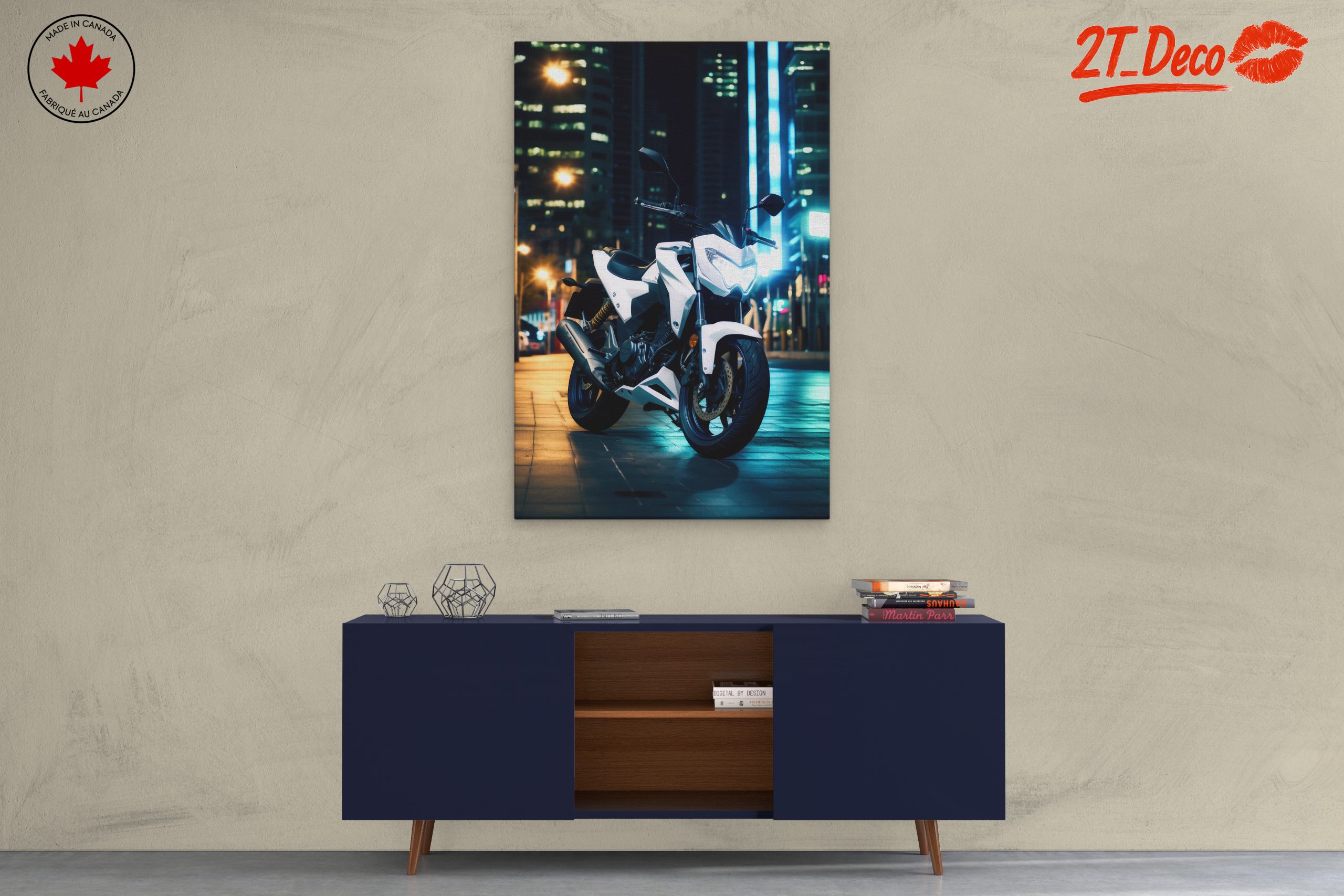 Modern Motorcycle in City Lights - Image 3
