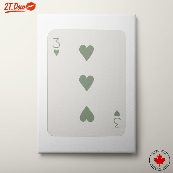 Stylized Three of Hearts Playing Card Artwork