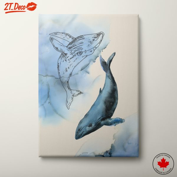 Graceful Whales in Artistic Style