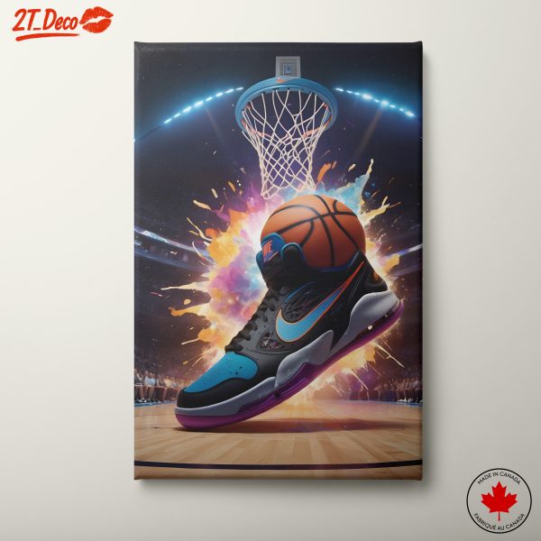 Dynamic Basketball Artwork with Nike Shoe