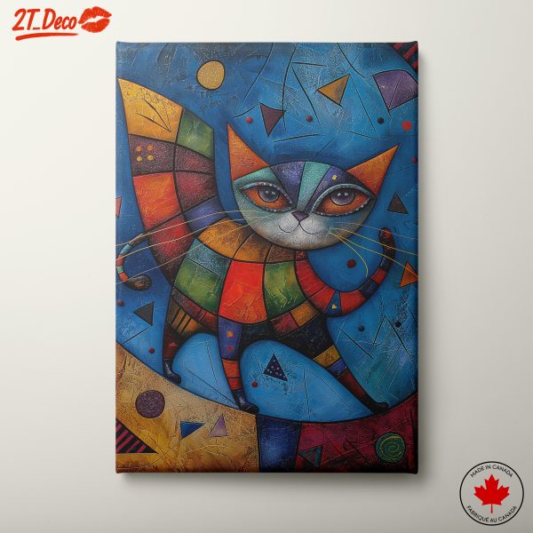 Colorful Whimsical Cat Artwork