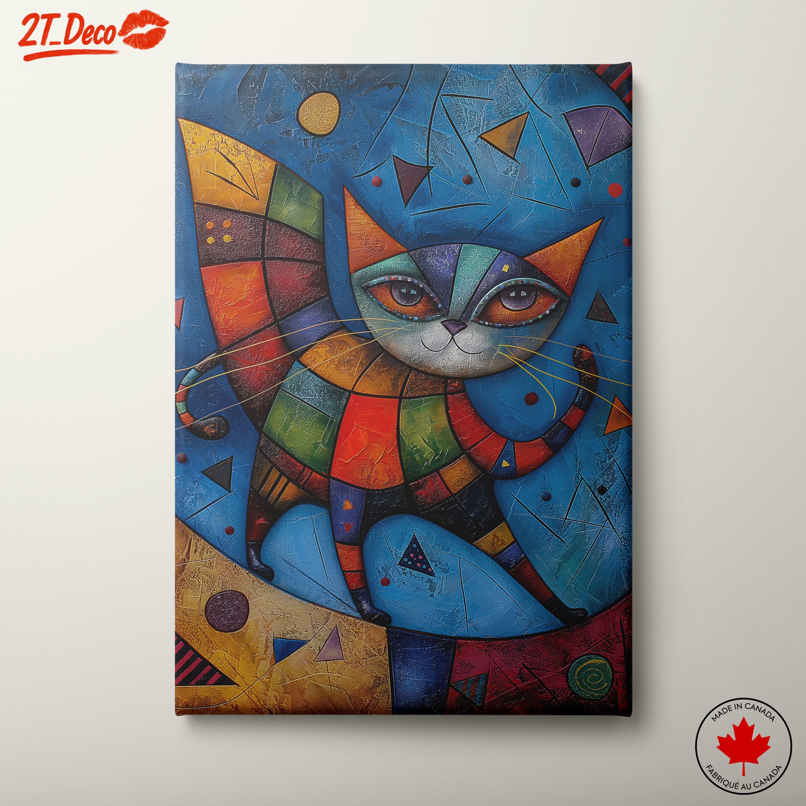 Colorful Whimsical Cat Artwork