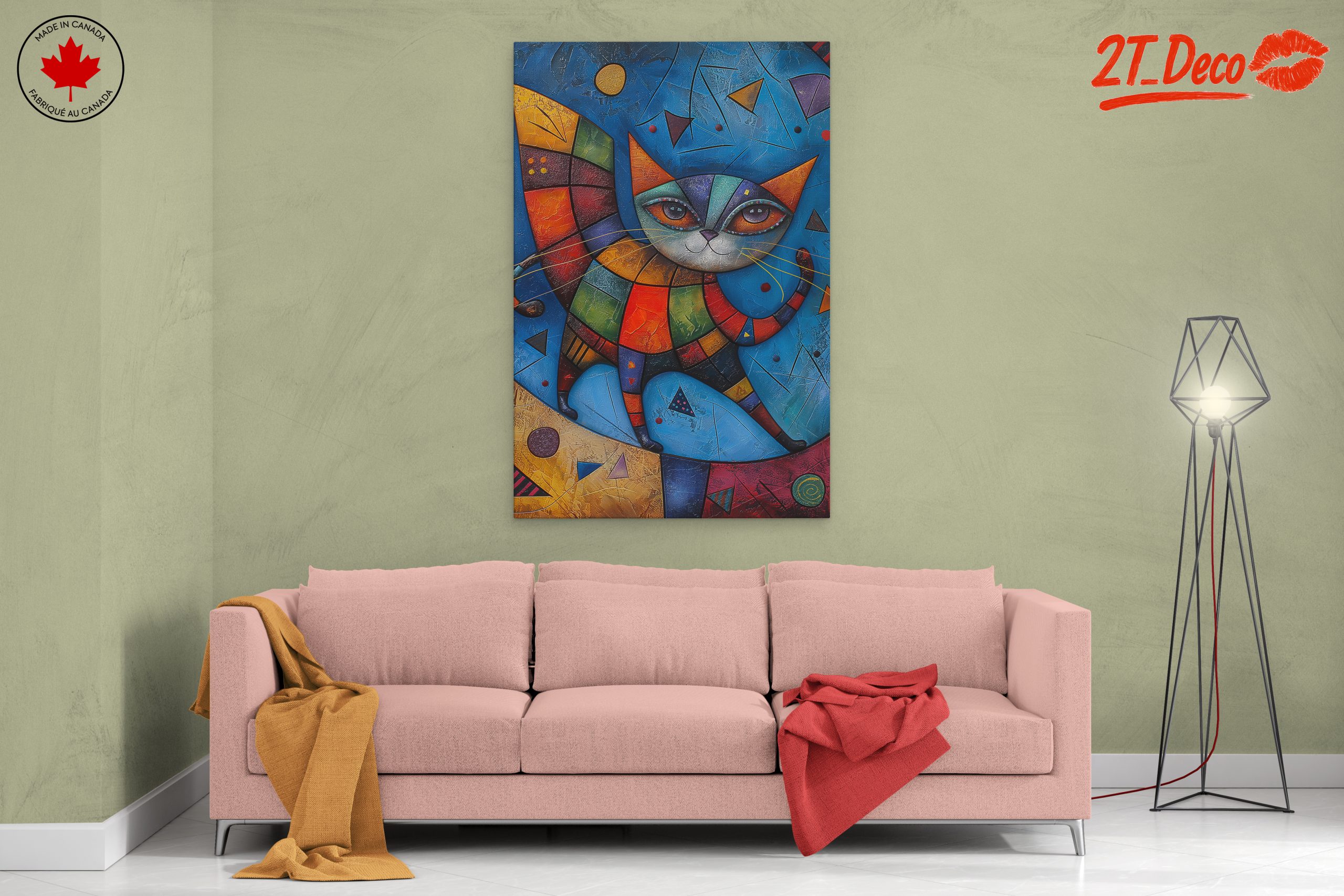 Colorful Whimsical Cat Artwork - Image 2