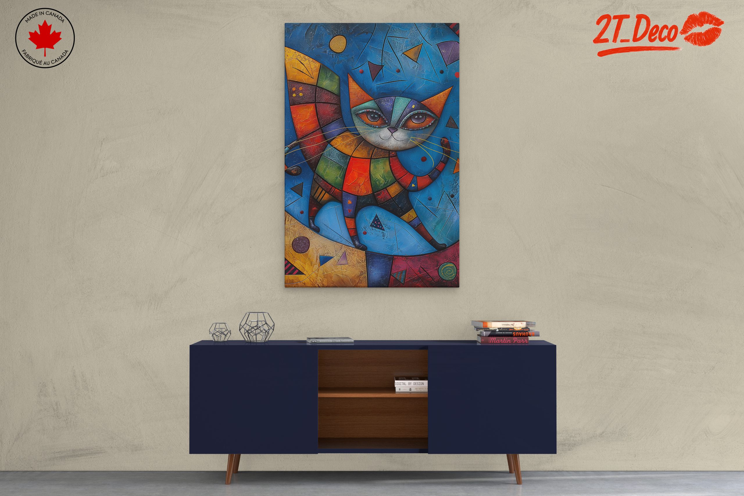 Colorful Whimsical Cat Artwork - Image 3