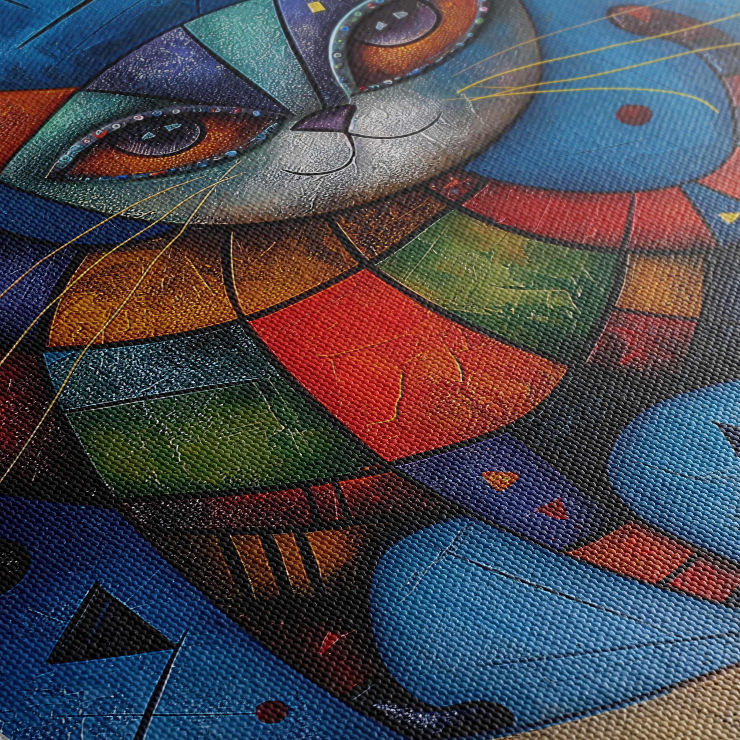 Colorful Whimsical Cat Artwork - Image 5