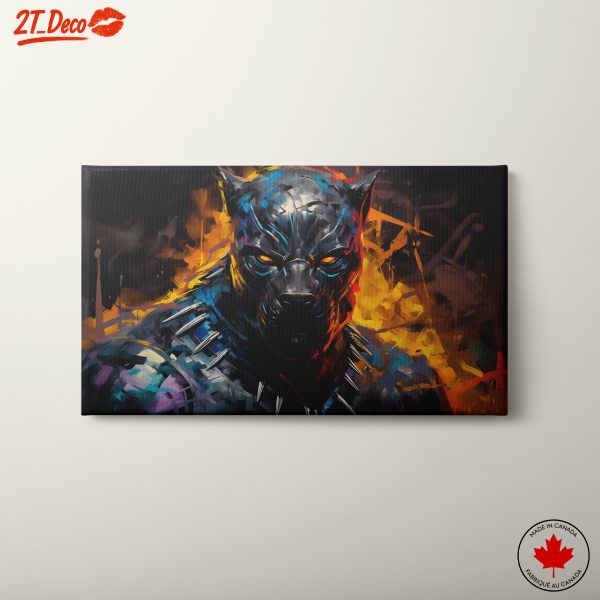 Dramatic Black Panther Artwork with Vibrant Colors