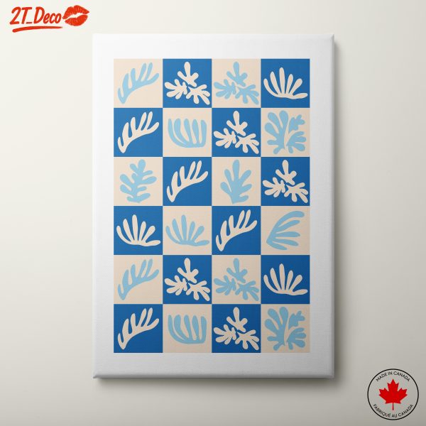 Abstract Botanical Shapes on Blue Background