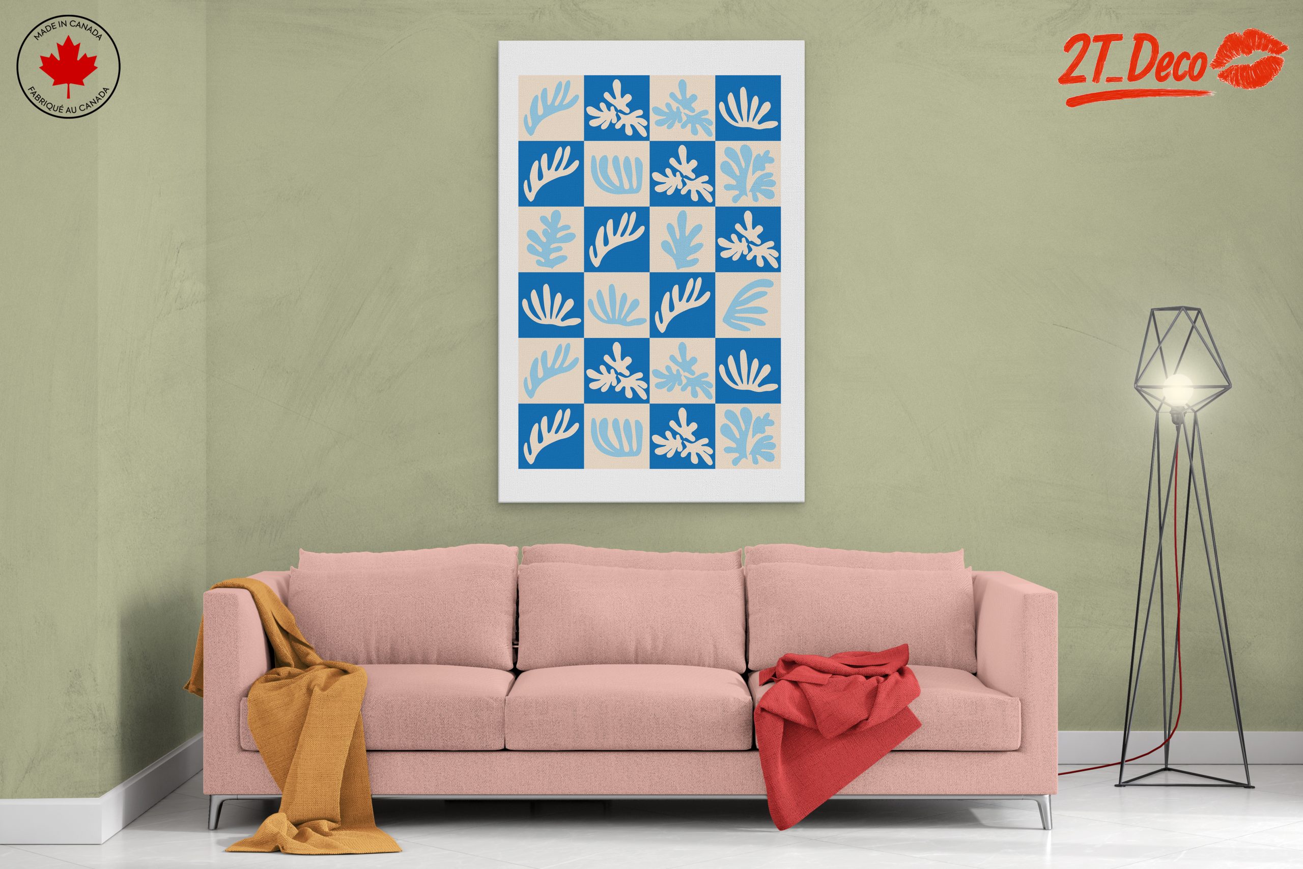 Abstract Botanical Shapes on Blue Background - Image 2
