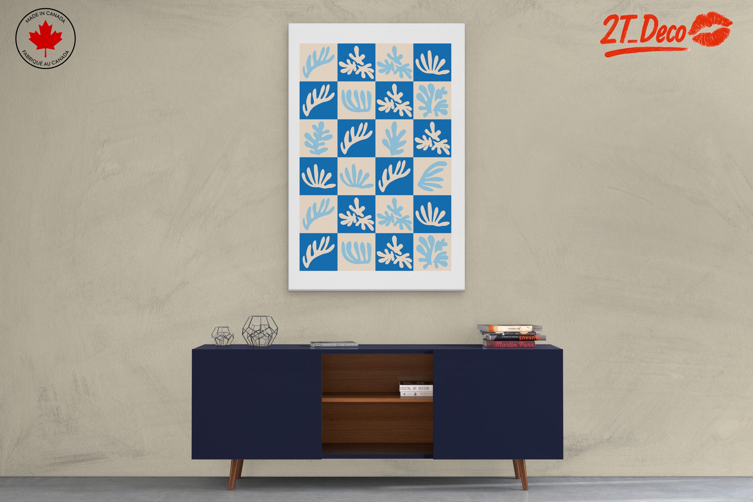 Abstract Botanical Shapes on Blue Background - Image 3