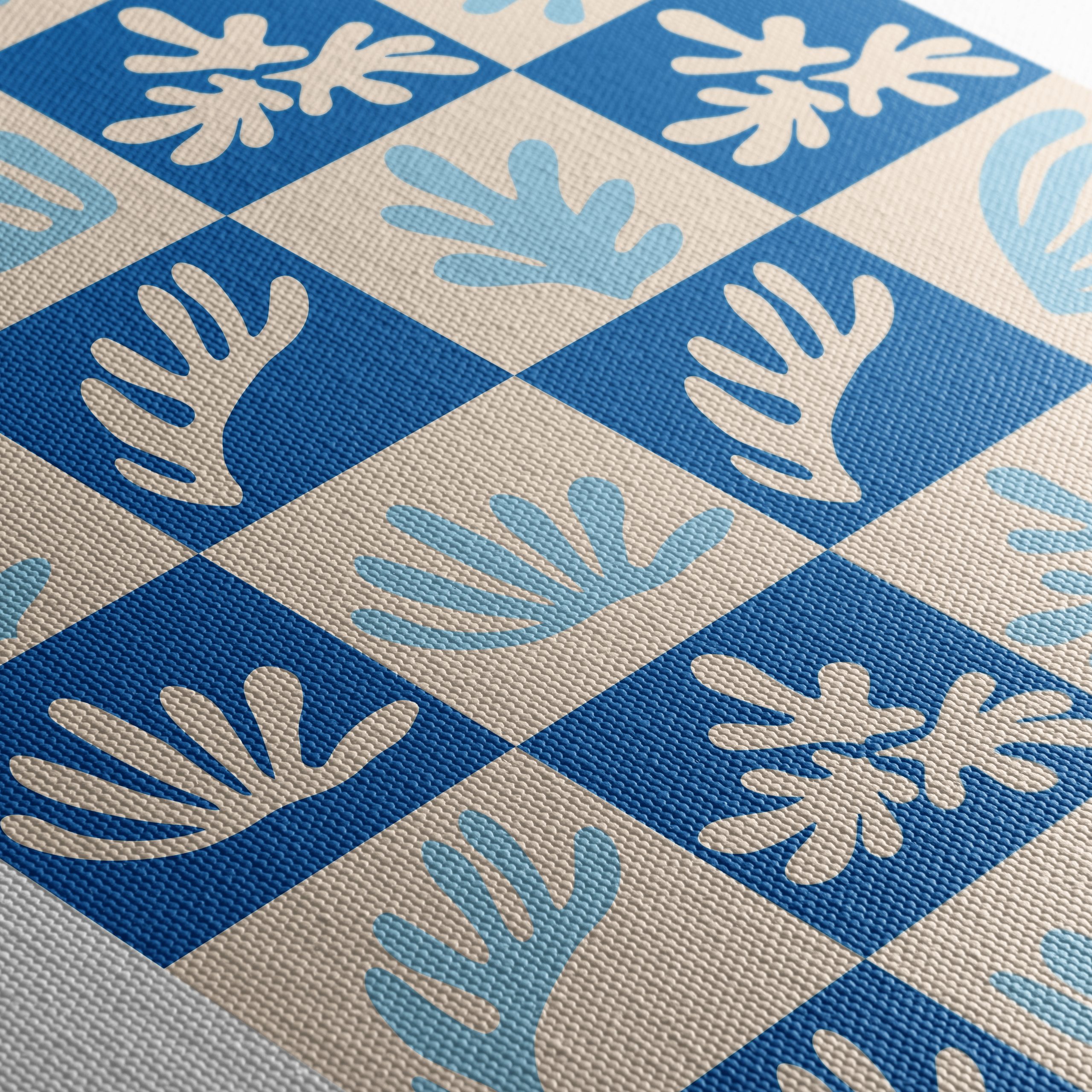 Abstract Botanical Shapes on Blue Background - Image 5