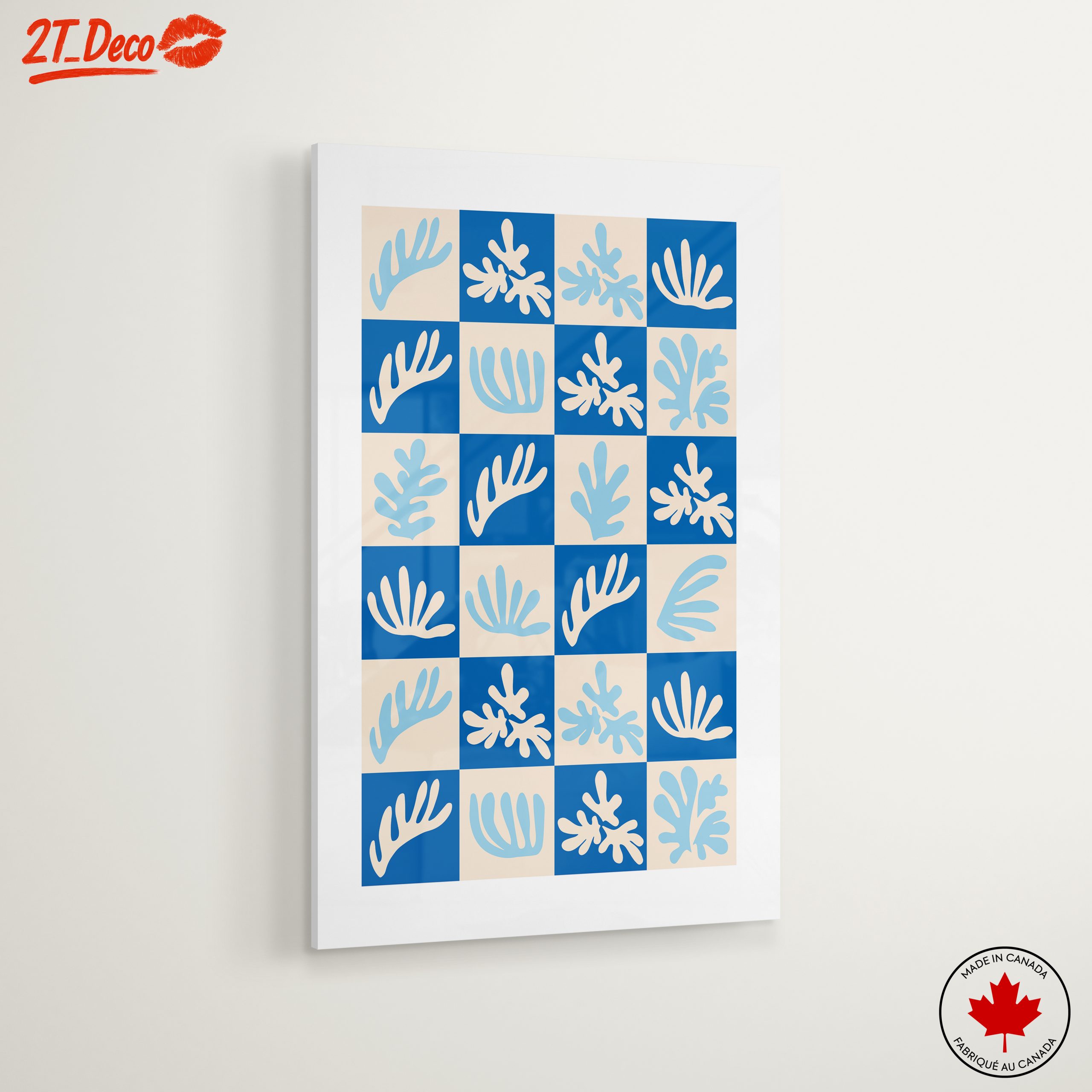 Abstract Botanical Shapes on Blue Background - Image 6