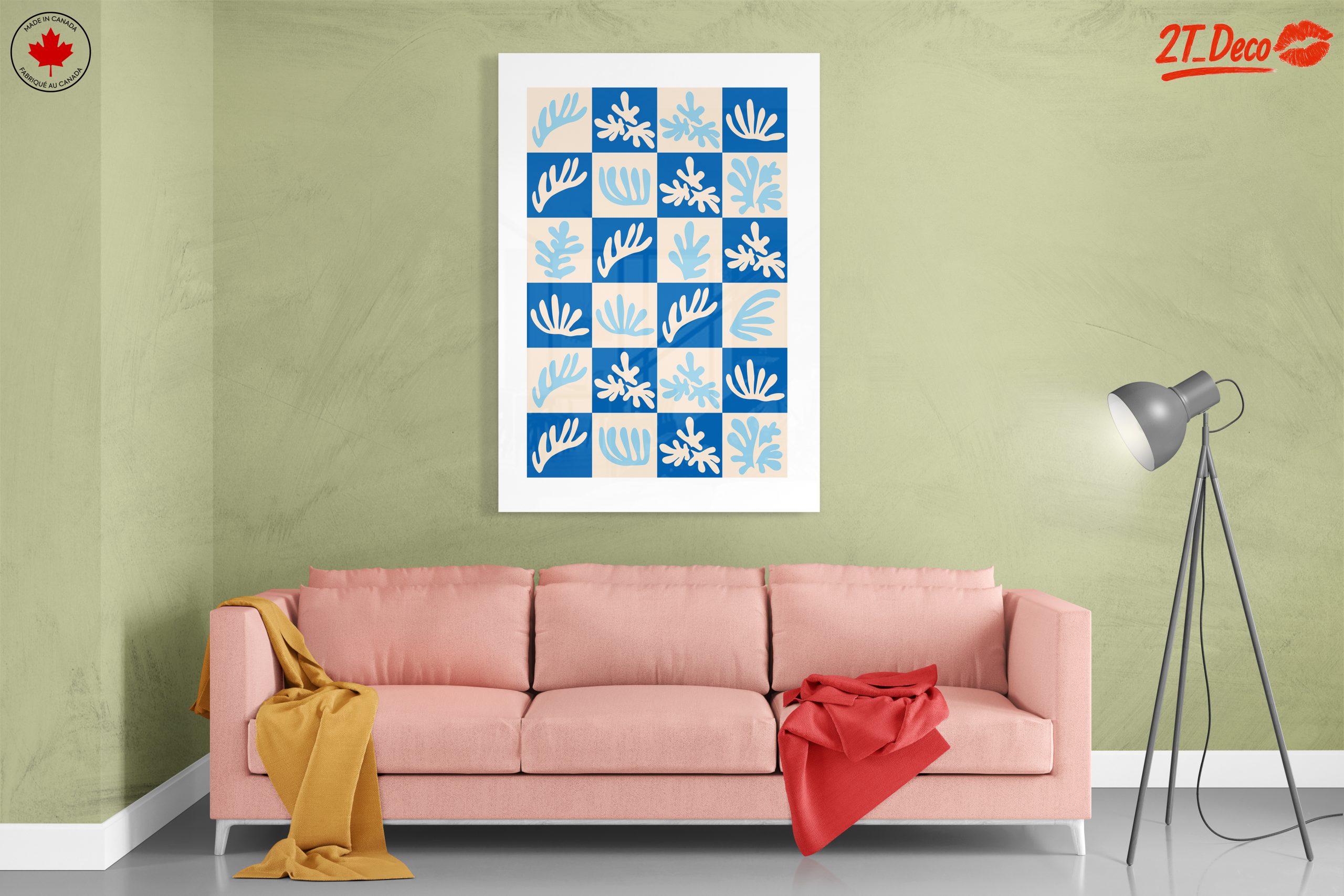 Abstract Botanical Shapes on Blue Background - Image 7