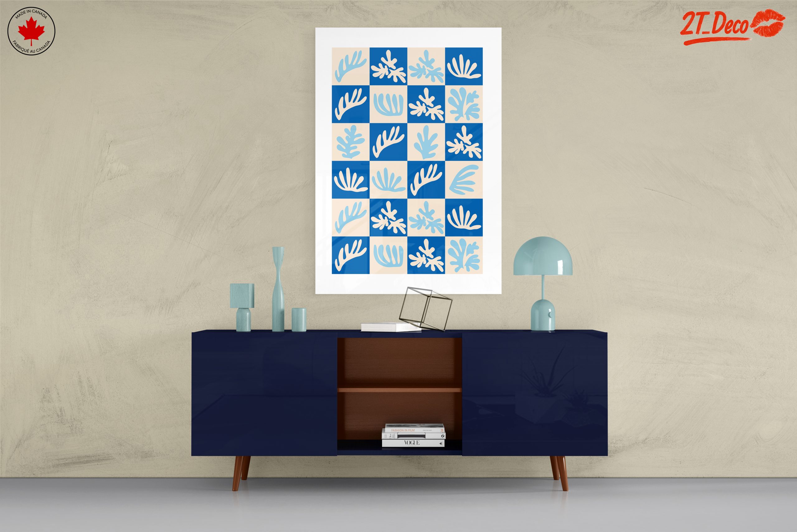 Abstract Botanical Shapes on Blue Background - Image 8