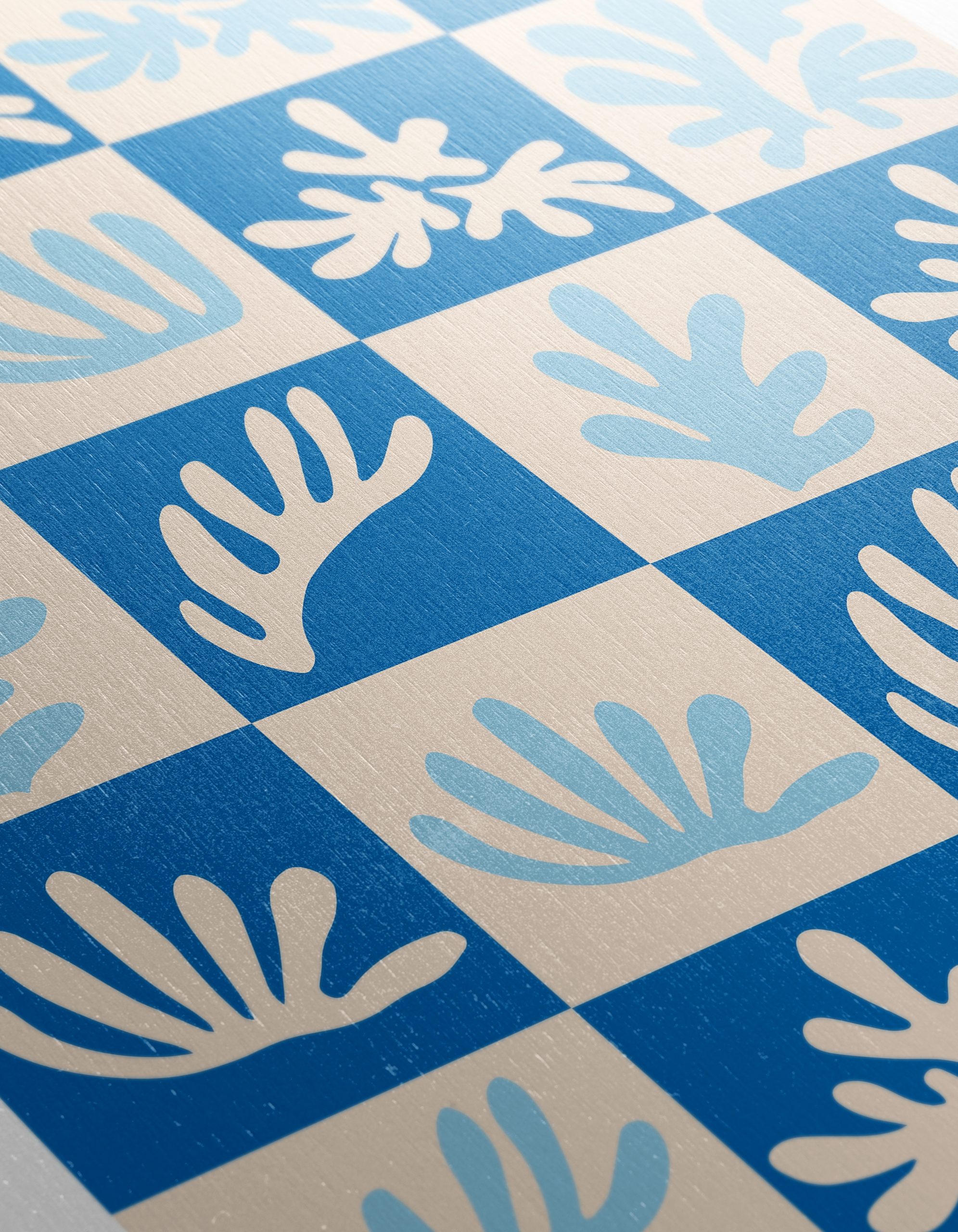 Abstract Botanical Shapes on Blue Background - Image 12