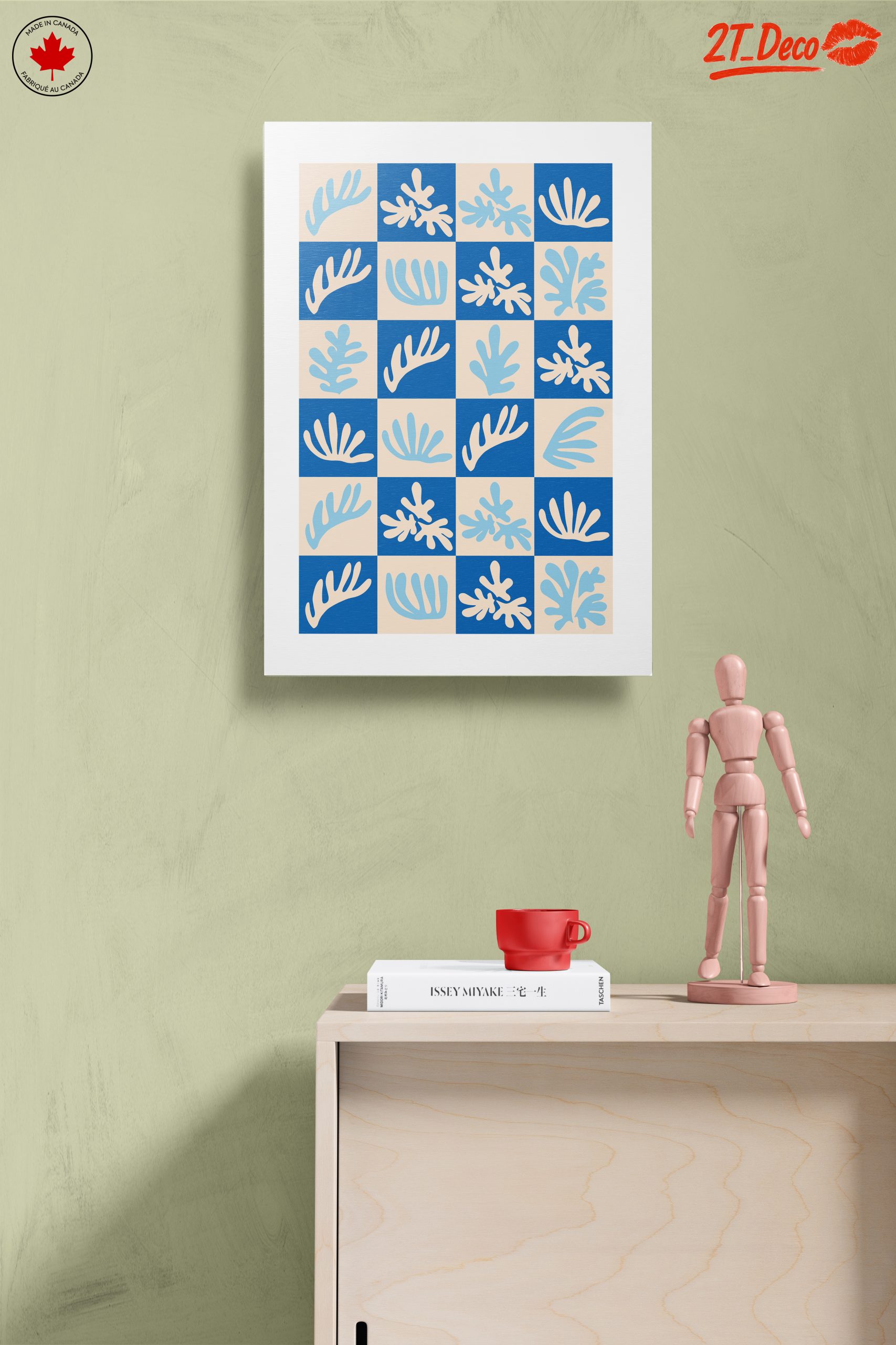 Abstract Botanical Shapes on Blue Background - Image 14