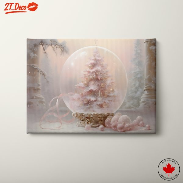 Elegant White Christmas Tree in Snow Globe