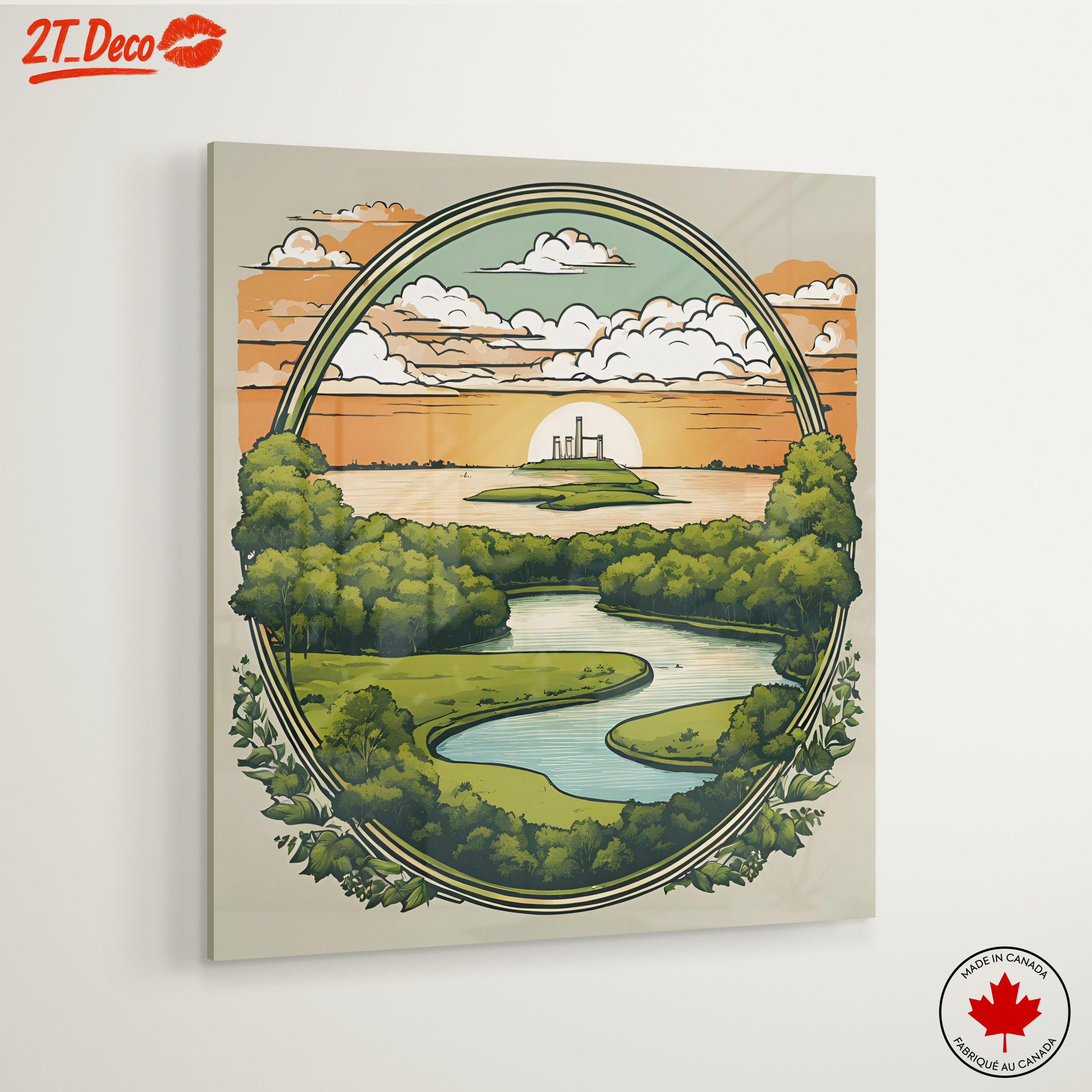 Serene Adventure Landscape with River and Island - Image 6