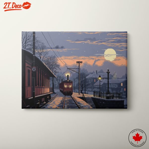 Winter Landscape with Train at Dusk