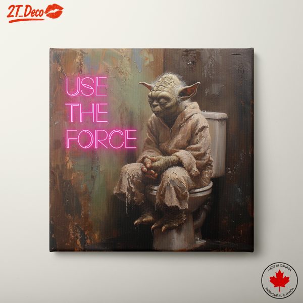 Yoda Sitting on Toilet with Neon Sign
