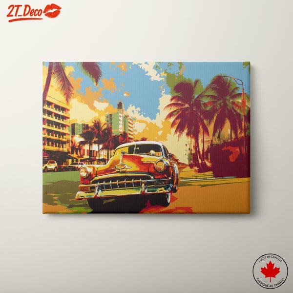 Stylized Classic Car in Urban Landscape