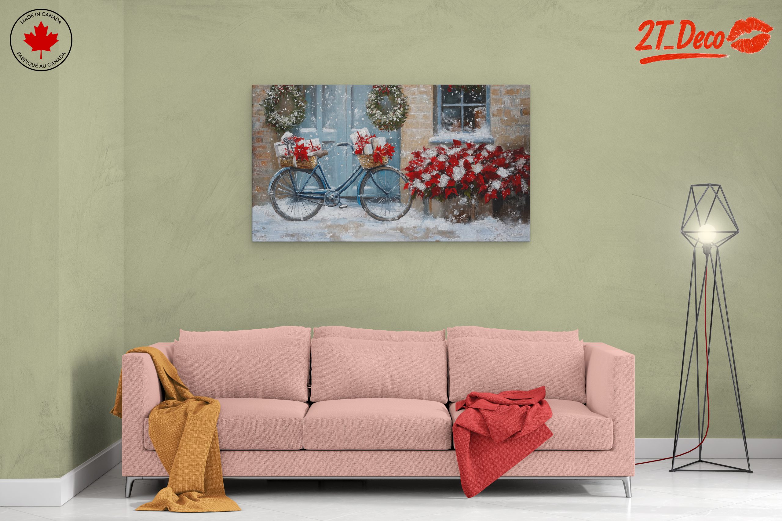 Festive Bicycle with Christmas Gifts and Poinsettias - Image 2