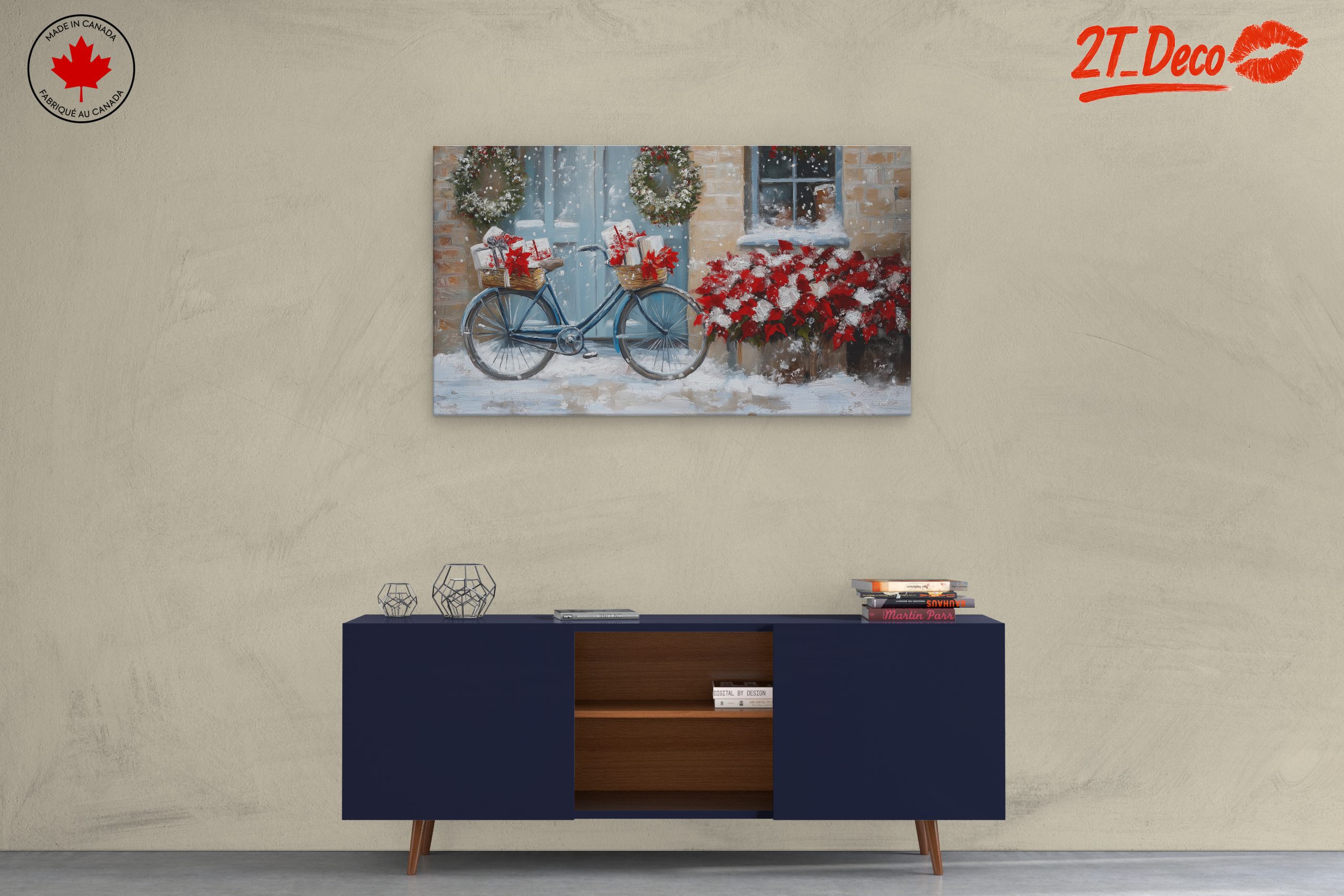 Festive Bicycle with Christmas Gifts and Poinsettias - Image 3