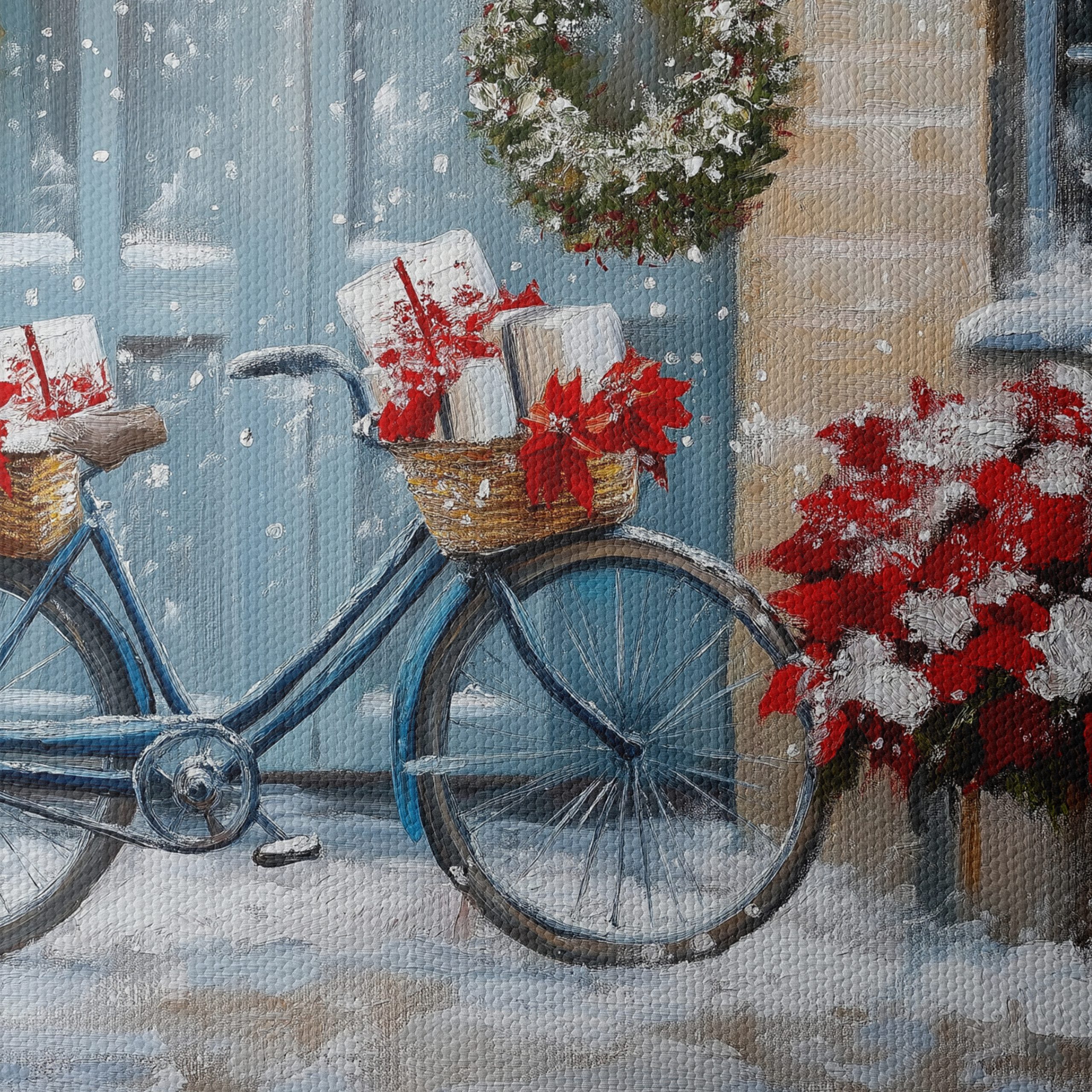 Festive Bicycle with Christmas Gifts and Poinsettias - Image 4
