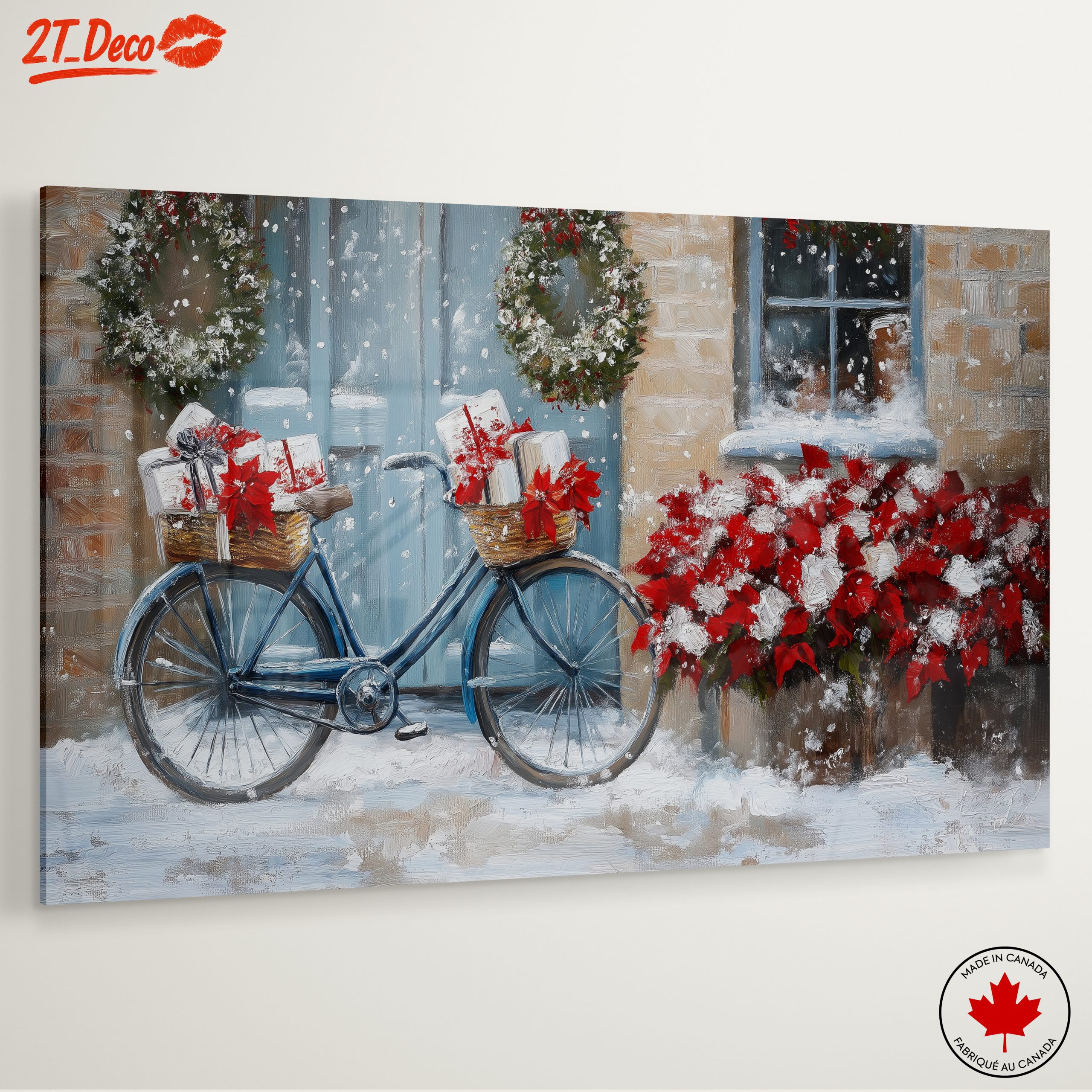 Festive Bicycle with Christmas Gifts and Poinsettias - Image 6