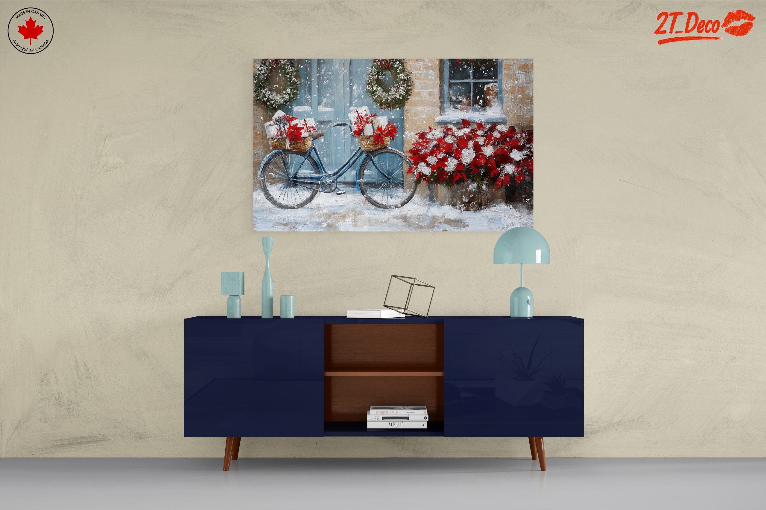 Festive Bicycle with Christmas Gifts and Poinsettias - Image 8