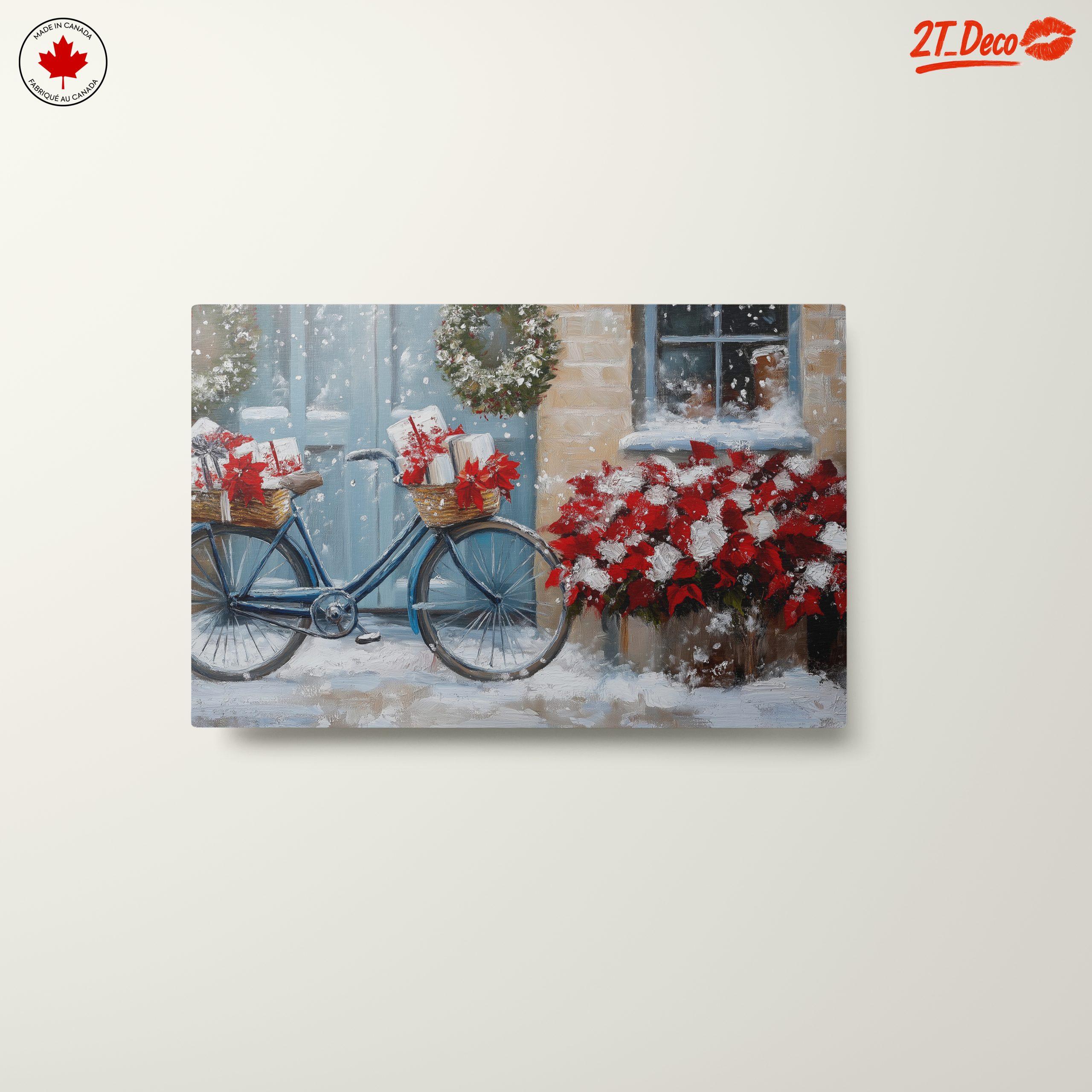 Festive Bicycle with Christmas Gifts and Poinsettias - Image 10