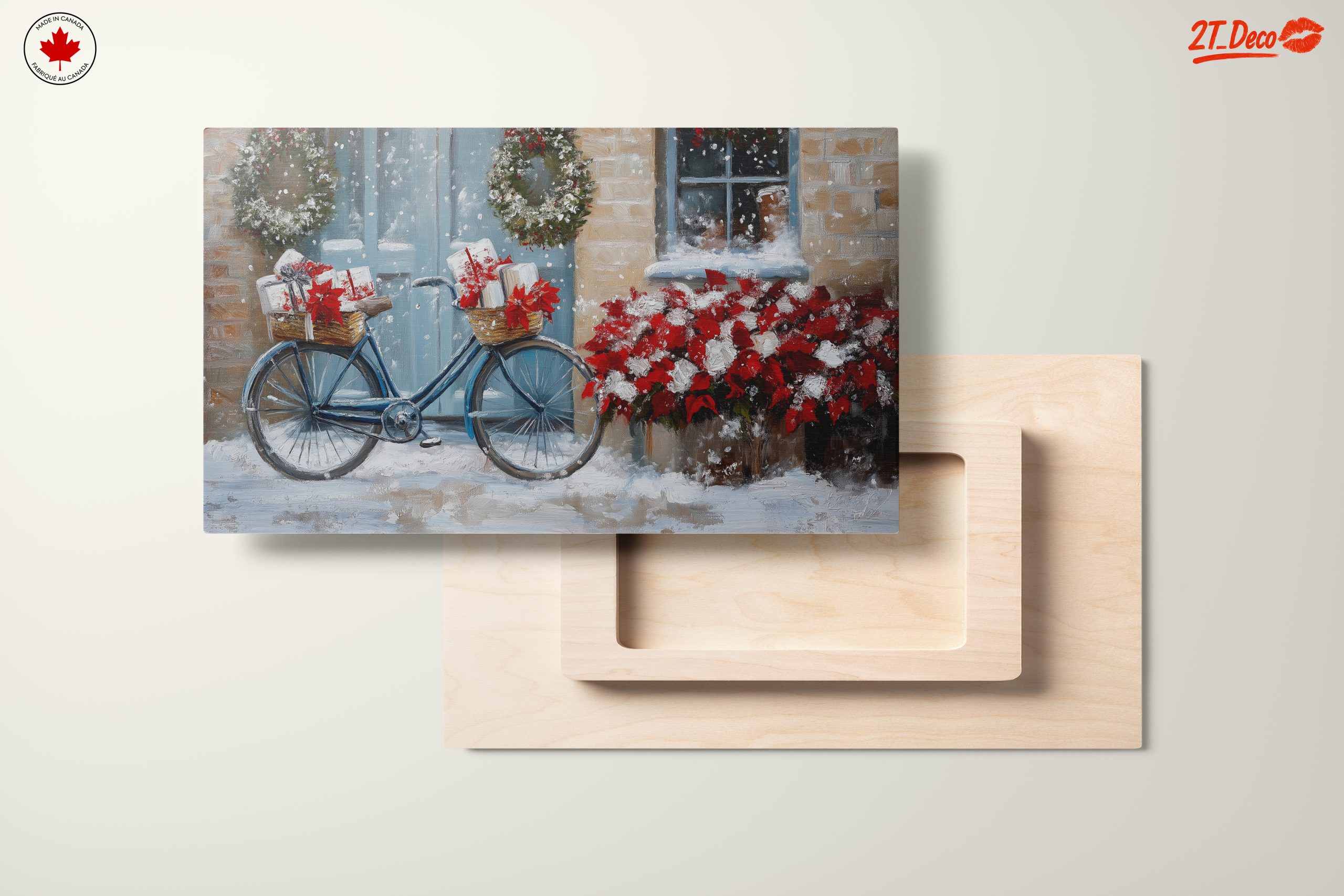 Festive Bicycle with Christmas Gifts and Poinsettias - Image 11