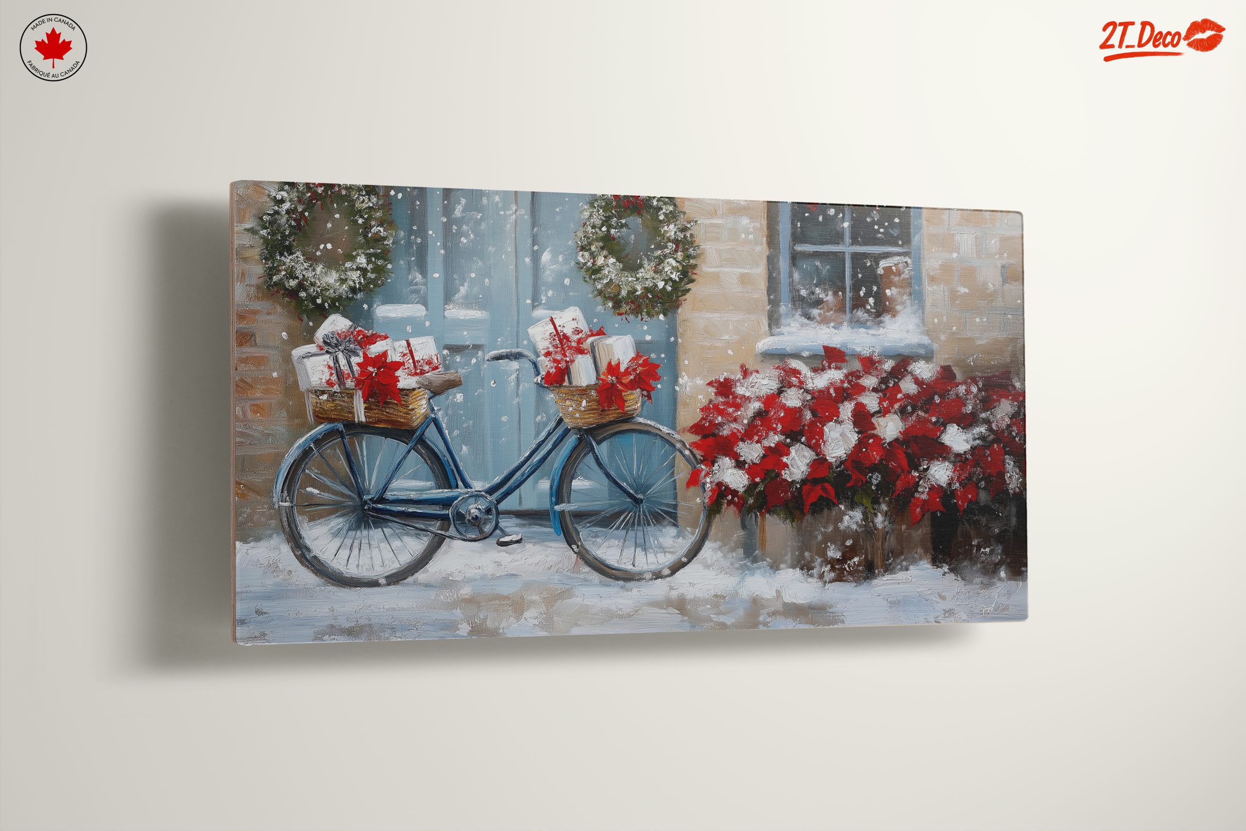Festive Bicycle with Christmas Gifts and Poinsettias - Image 13
