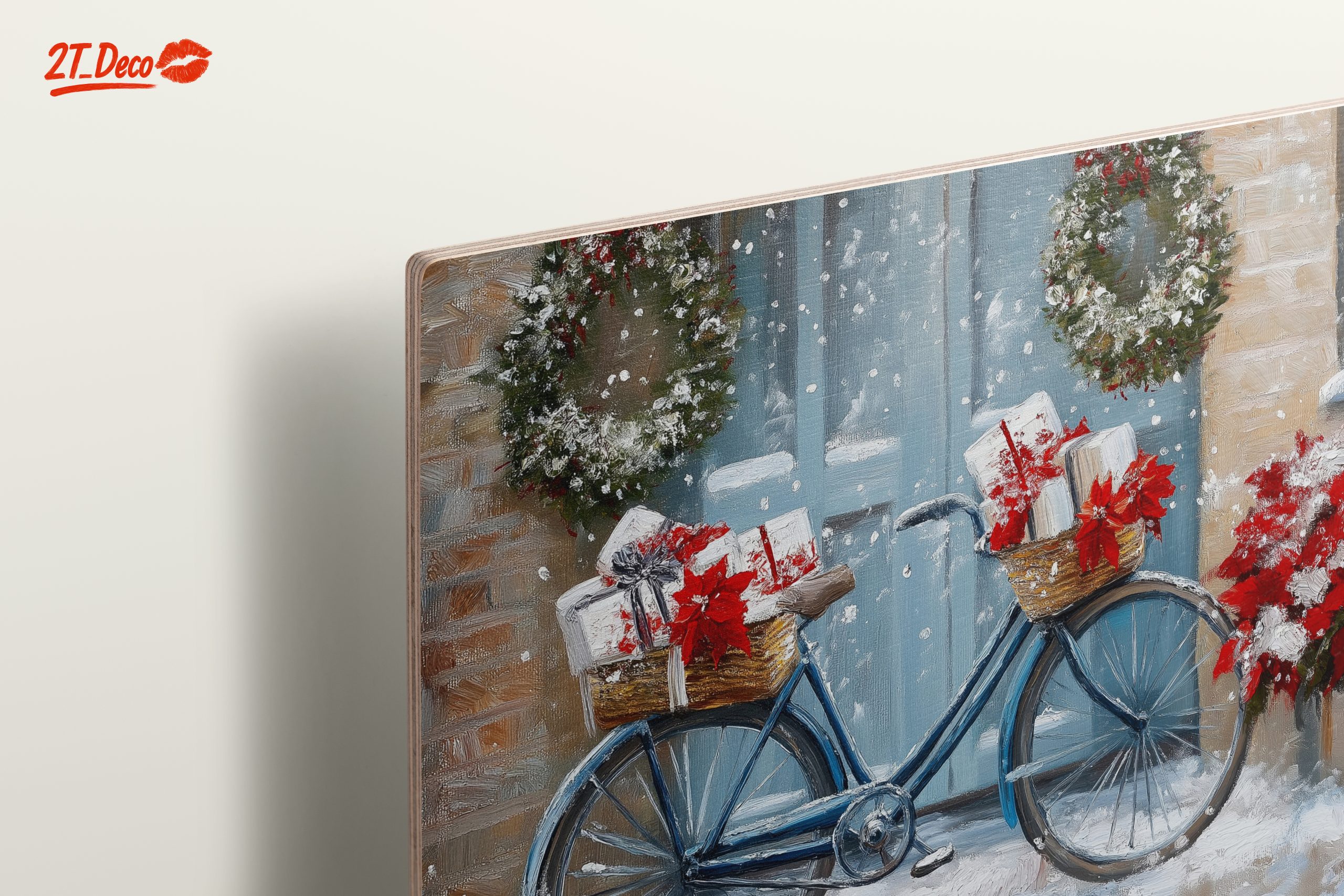 Festive Bicycle with Christmas Gifts and Poinsettias - Image 15
