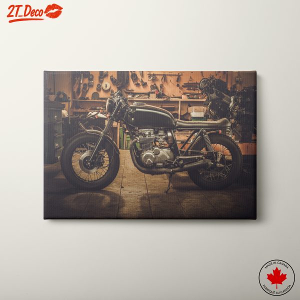 Classic Motorcycle in Workshop Setting