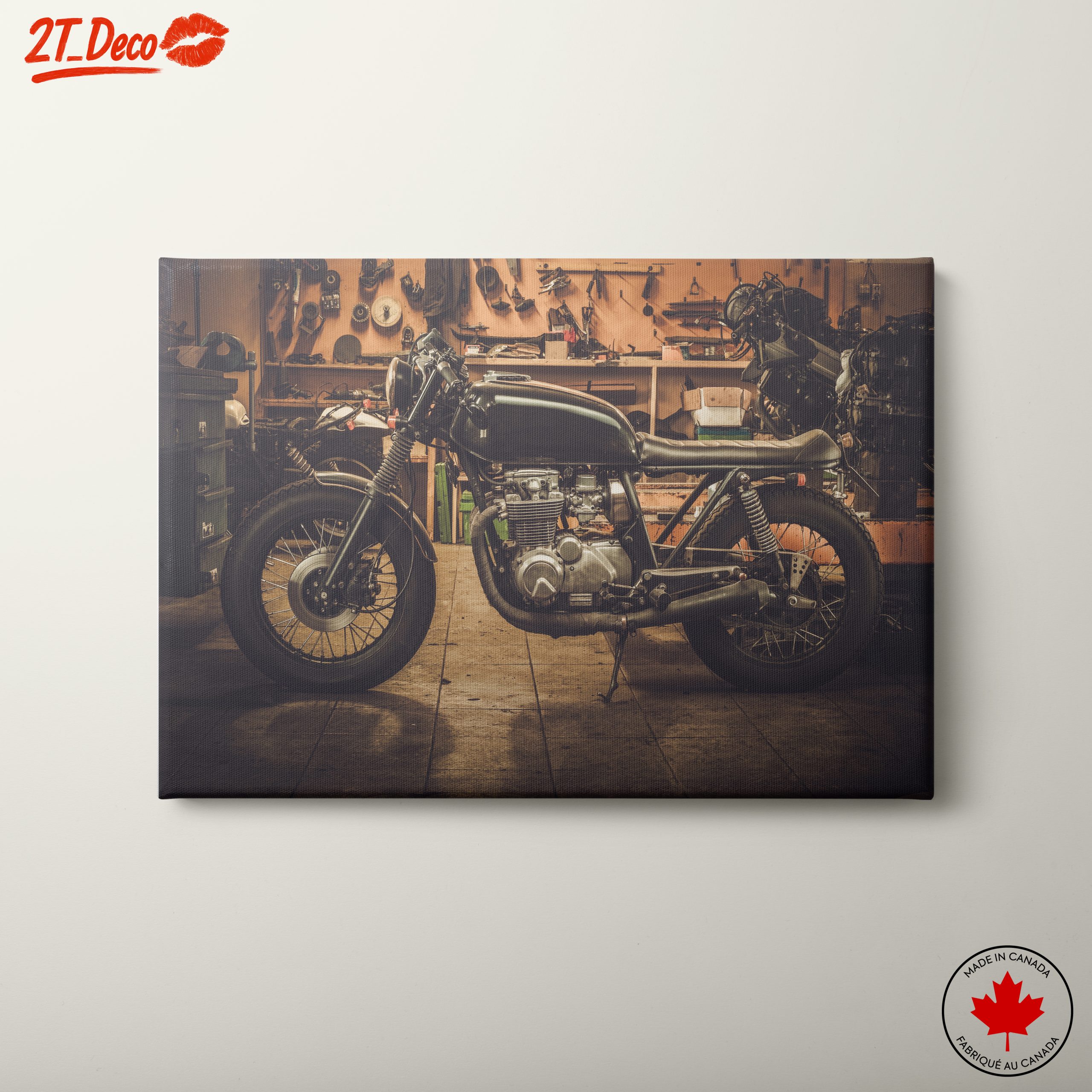 Classic Motorcycle in Workshop Setting