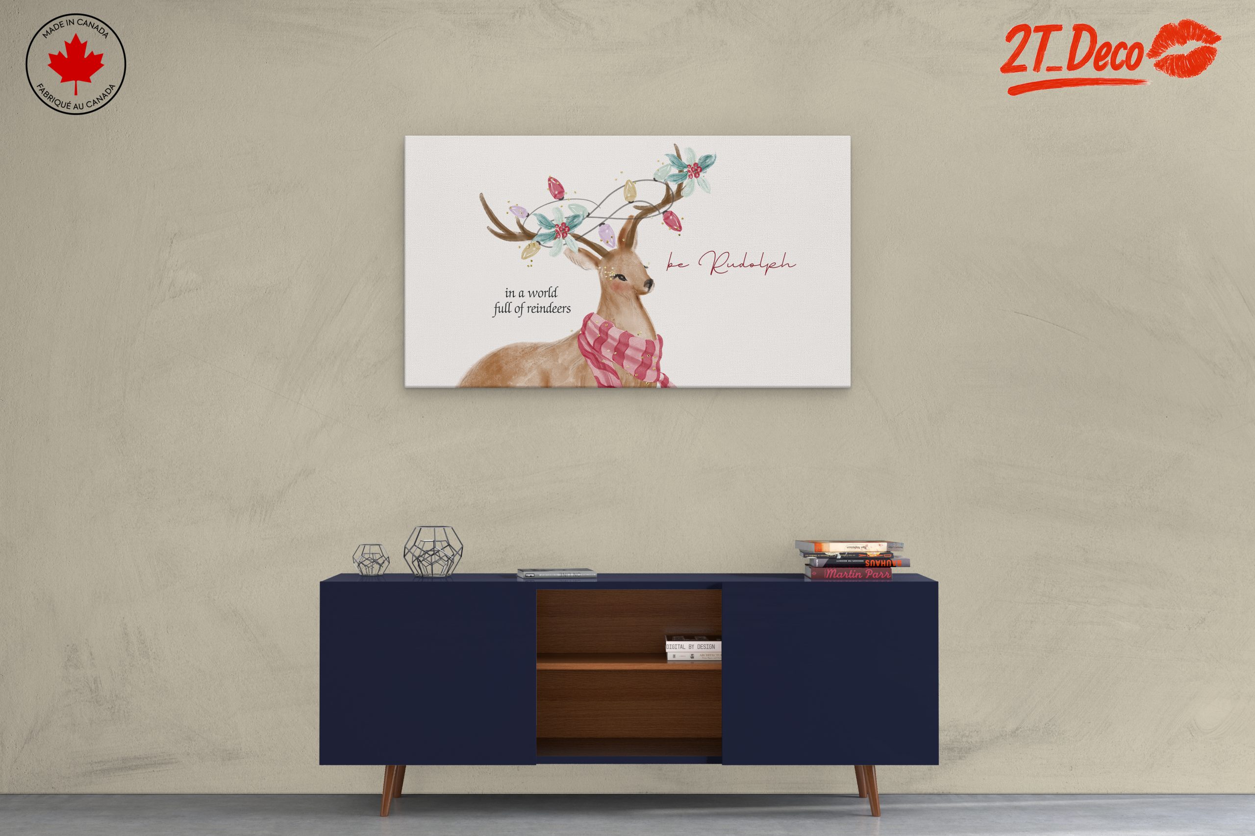 Artistic Reindeer Illustration with Inspirational Quote - Image 3