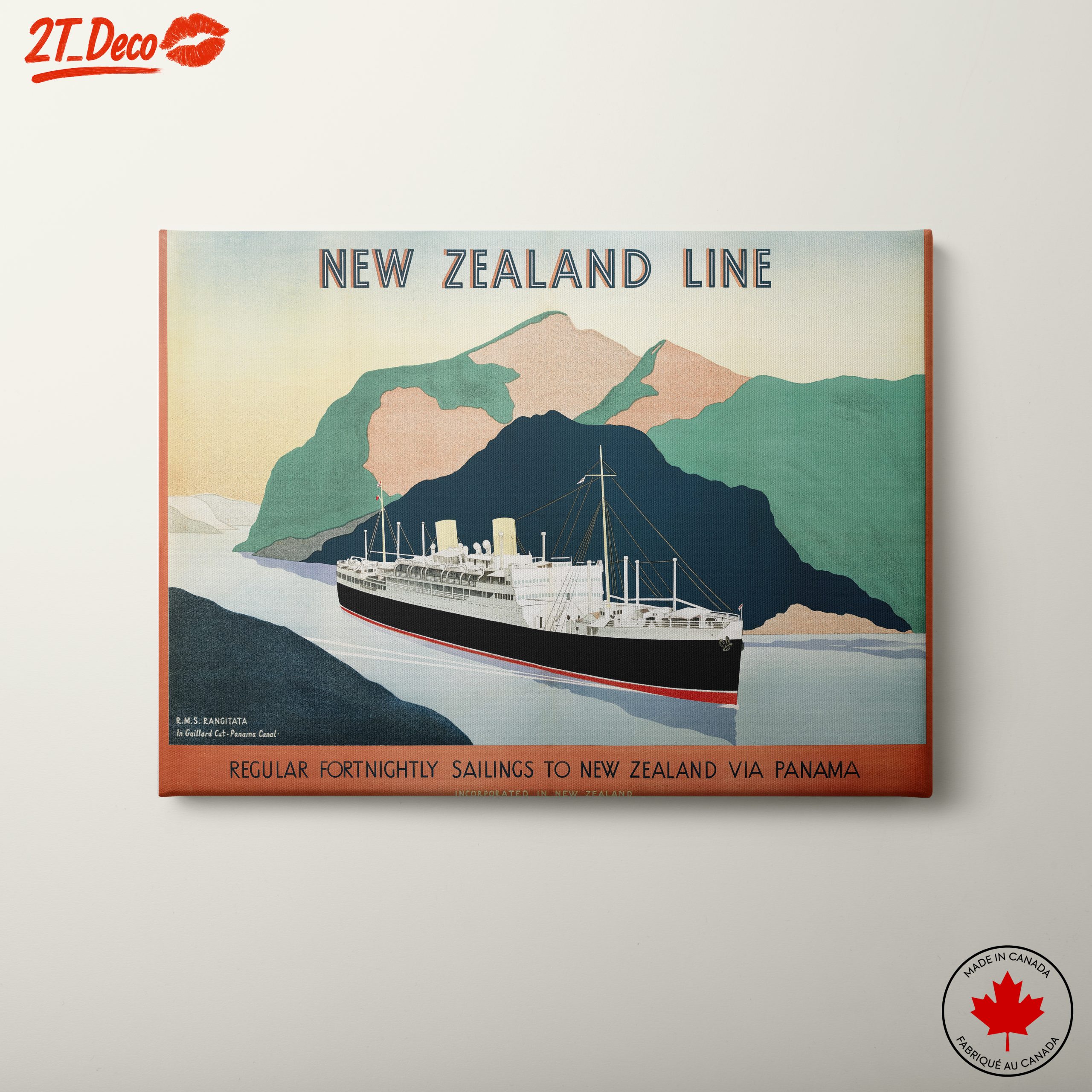 New Zealand Line Vintage Travel Poster
