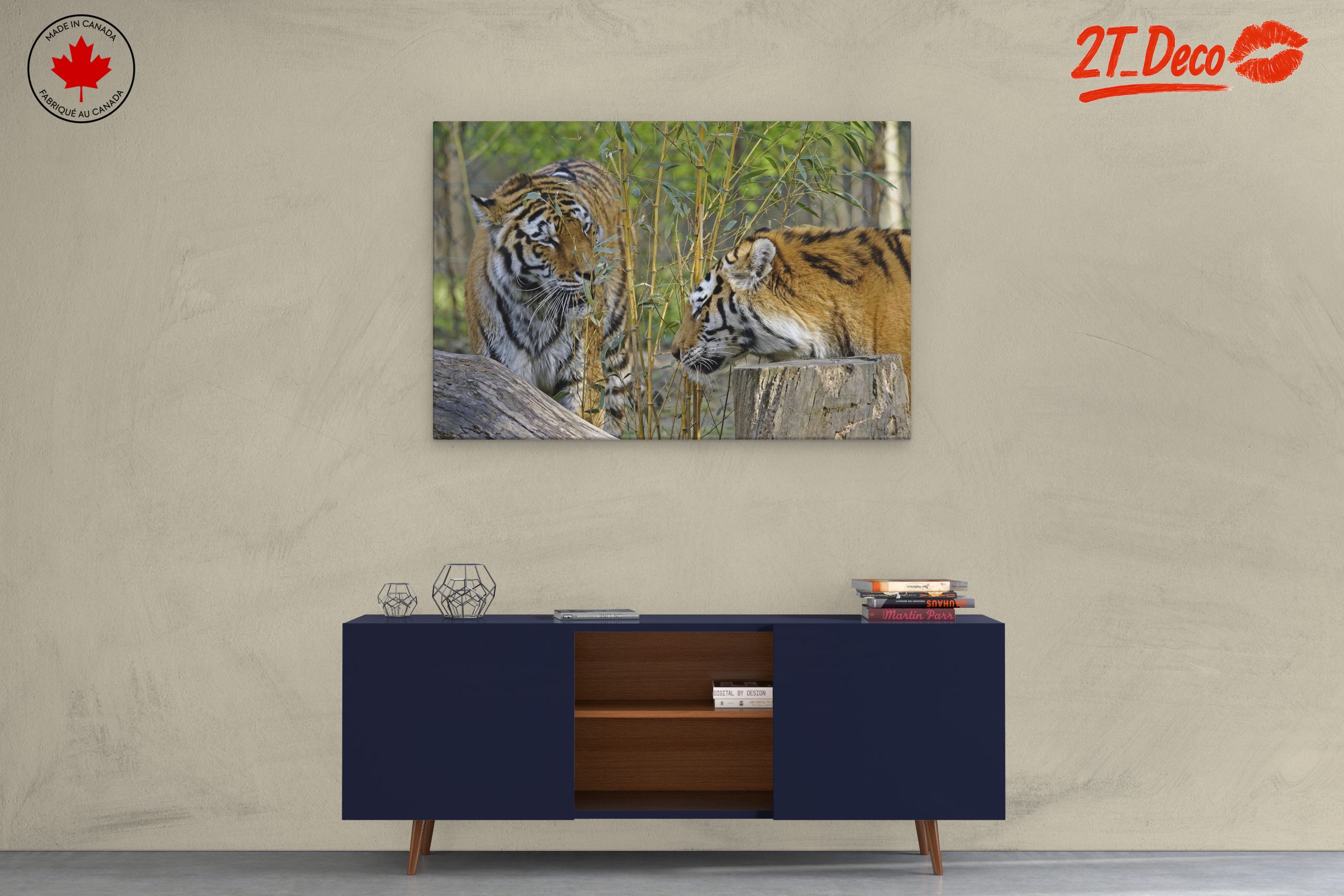 Pair of Tigers Among Bamboo - Image 3