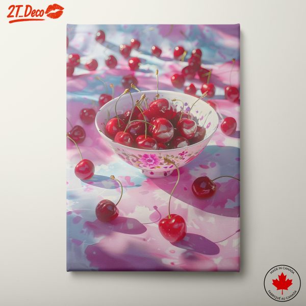 Bowl of Cherries on Colorful Background