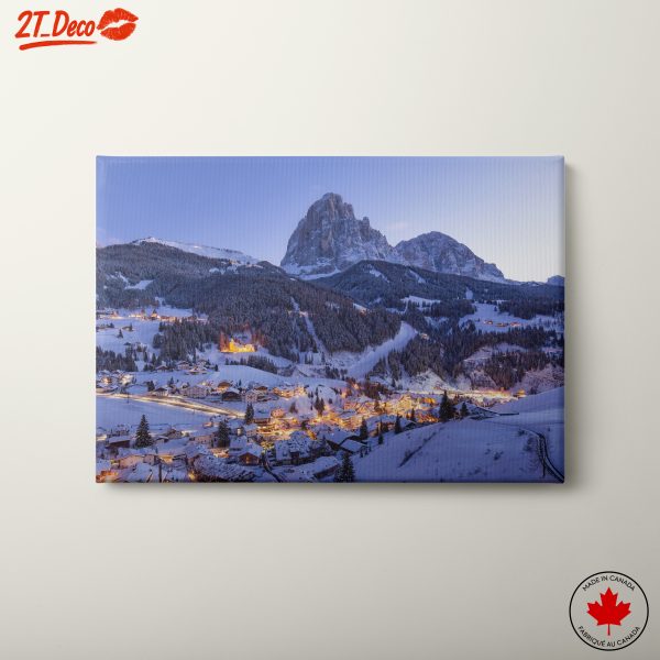 Snowy Mountain Village at Dusk